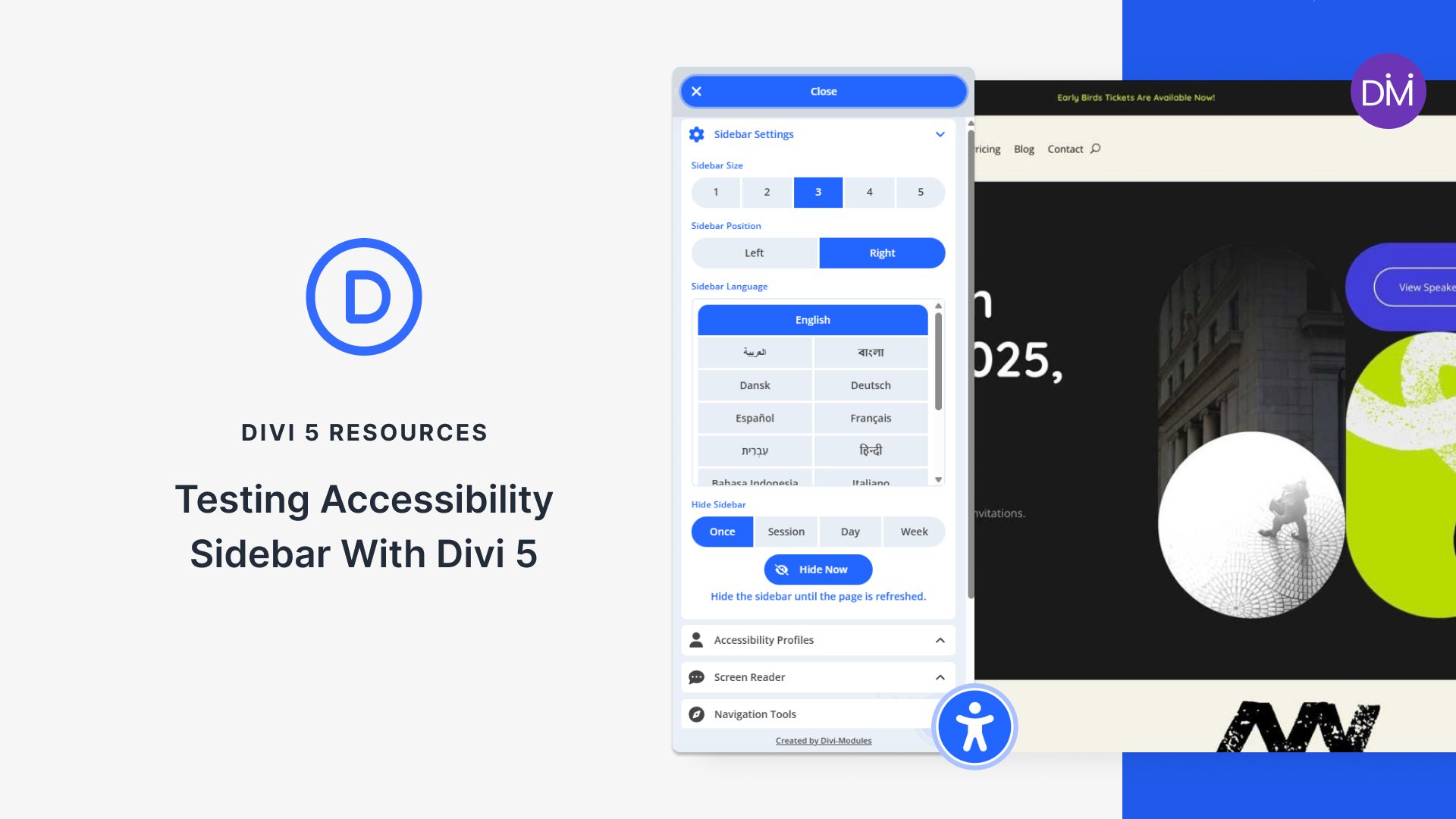 Testing Accessibility Sidebar With Divi 5