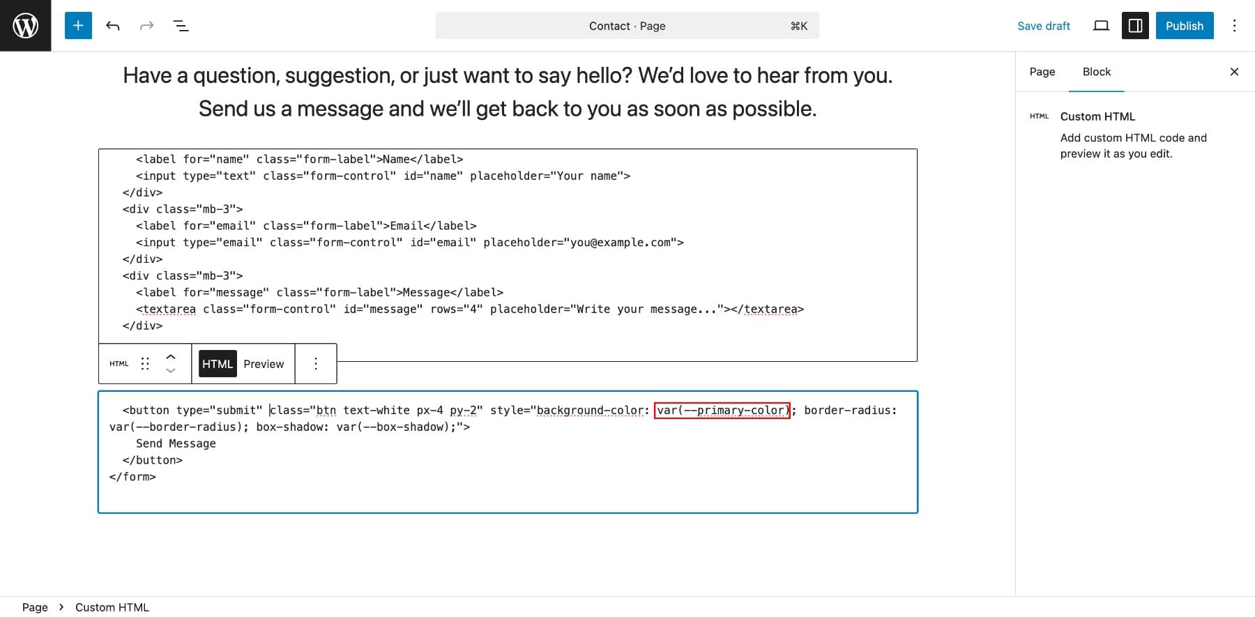adding buttons using css variables