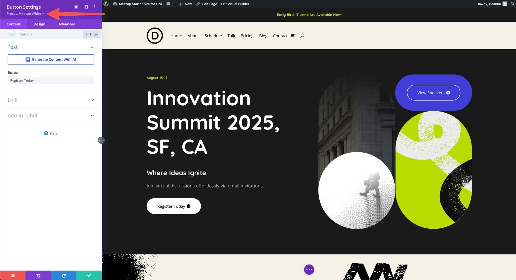 Meetup starter site for Divi