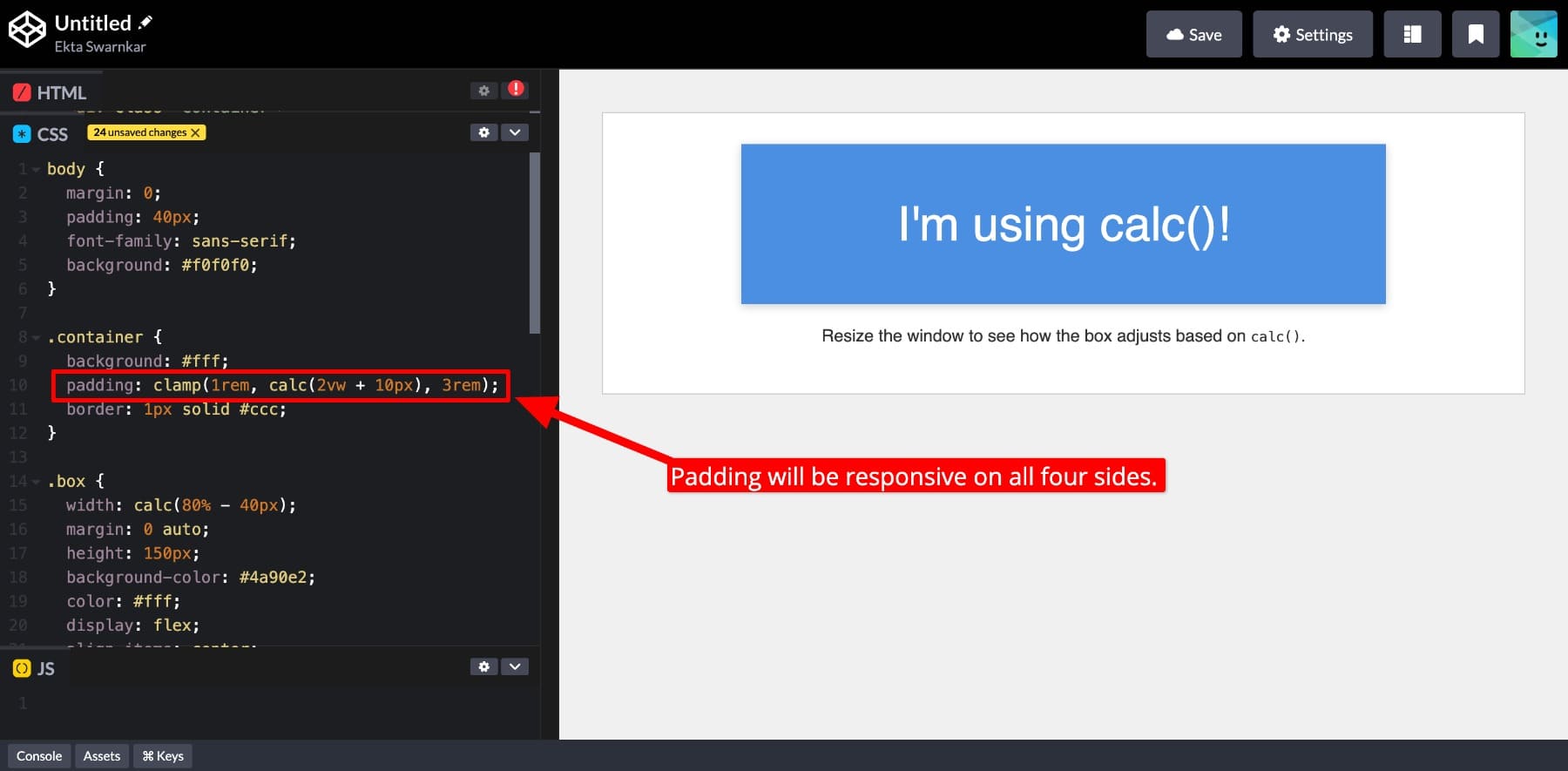 calc inside clamp example