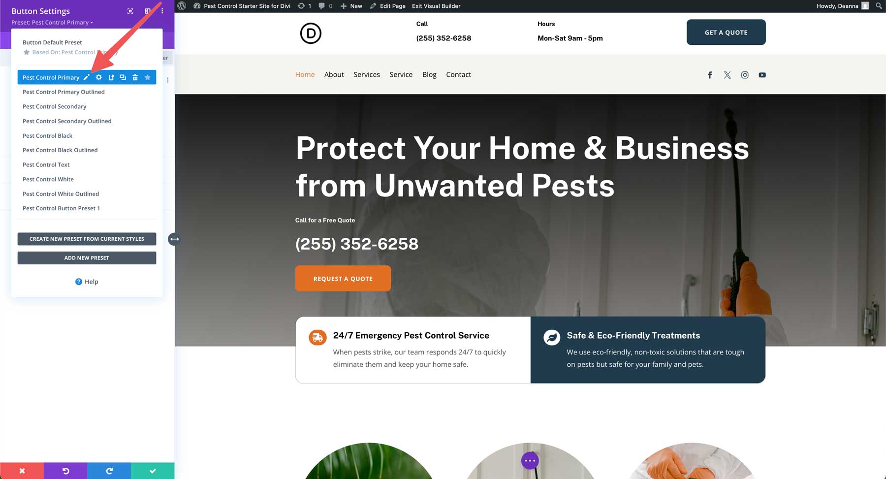 Pest Control starter site for Divi