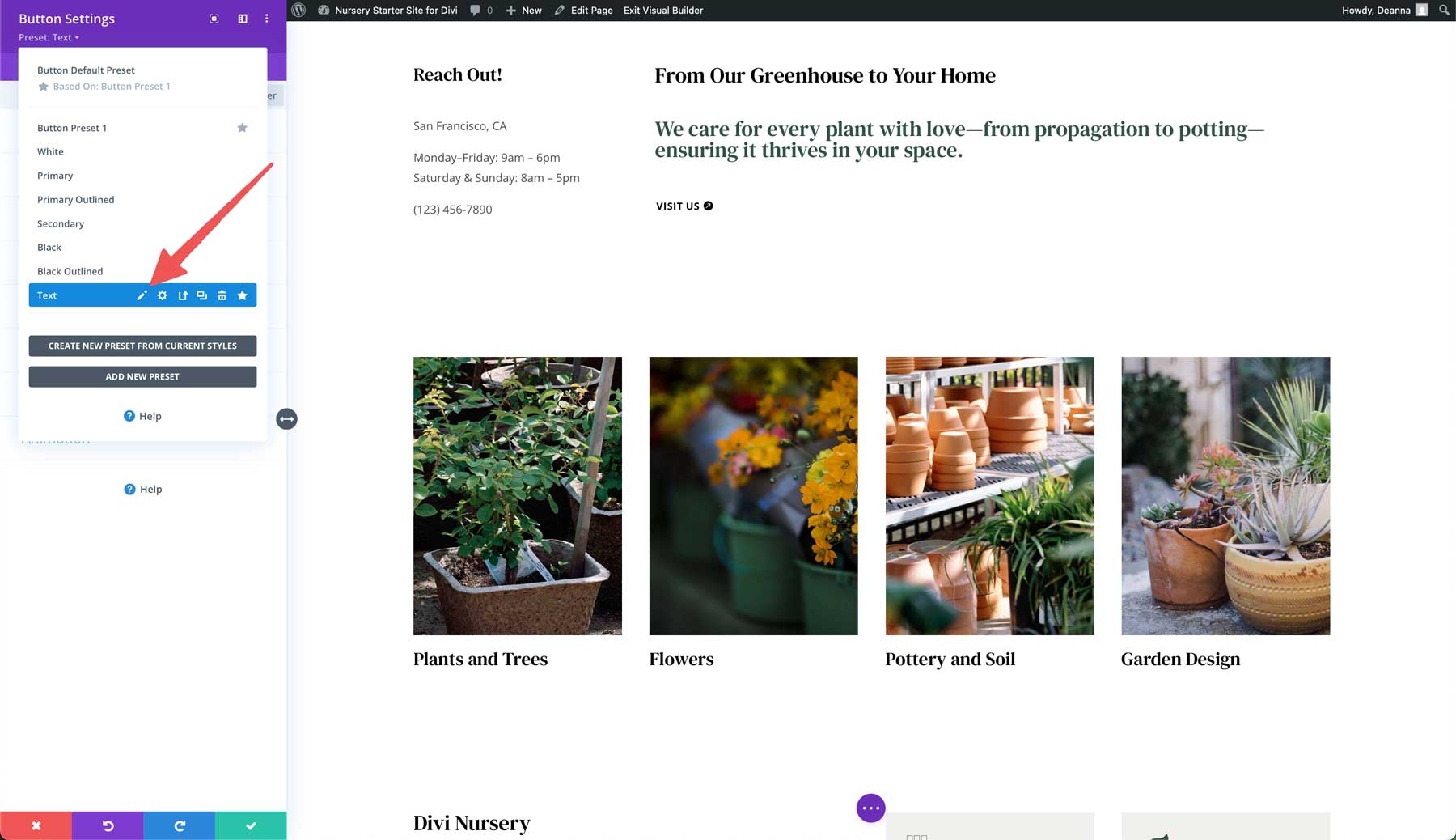 Nursery starter site for Divi