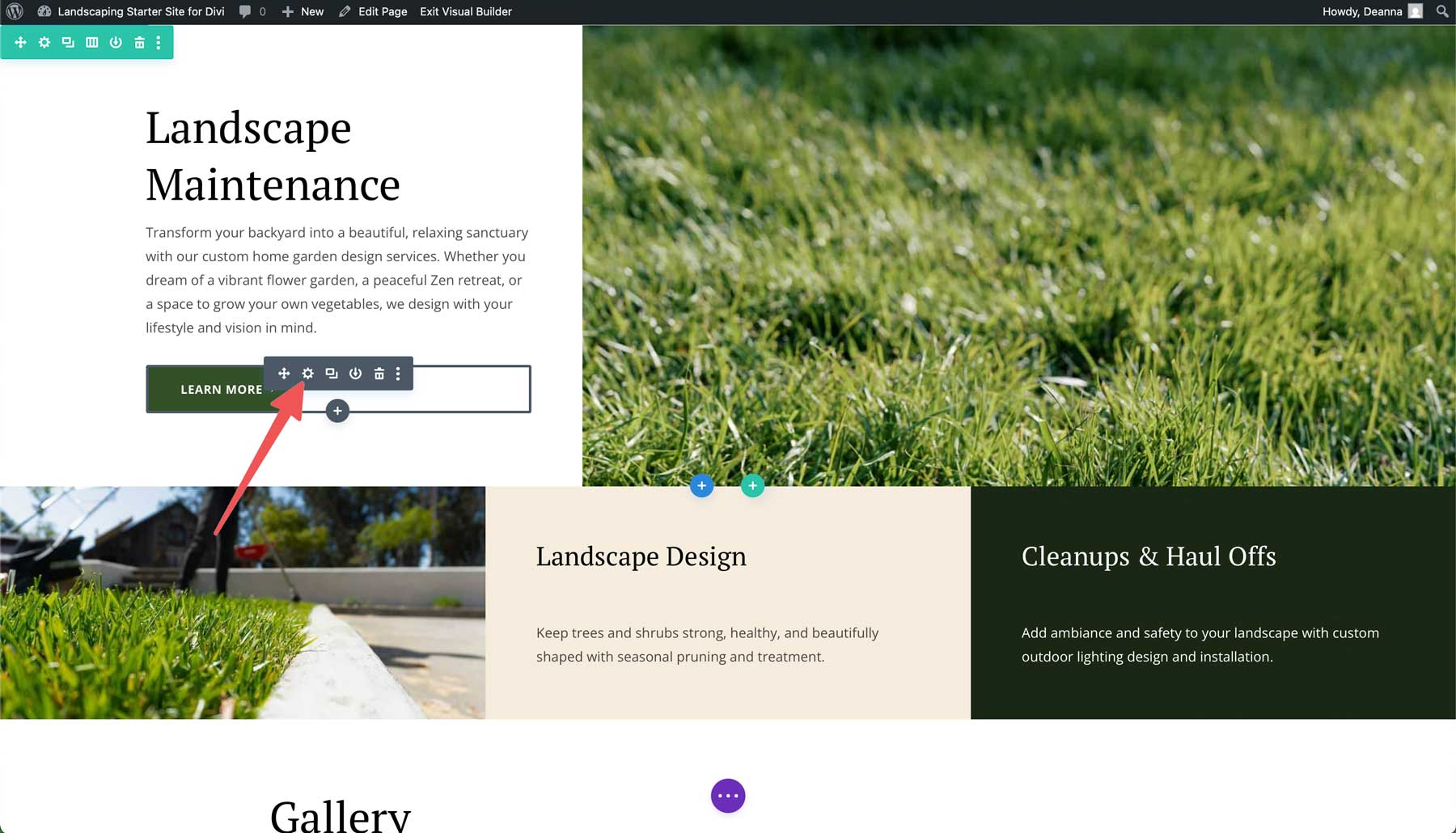 Landscaping starter site for Divi