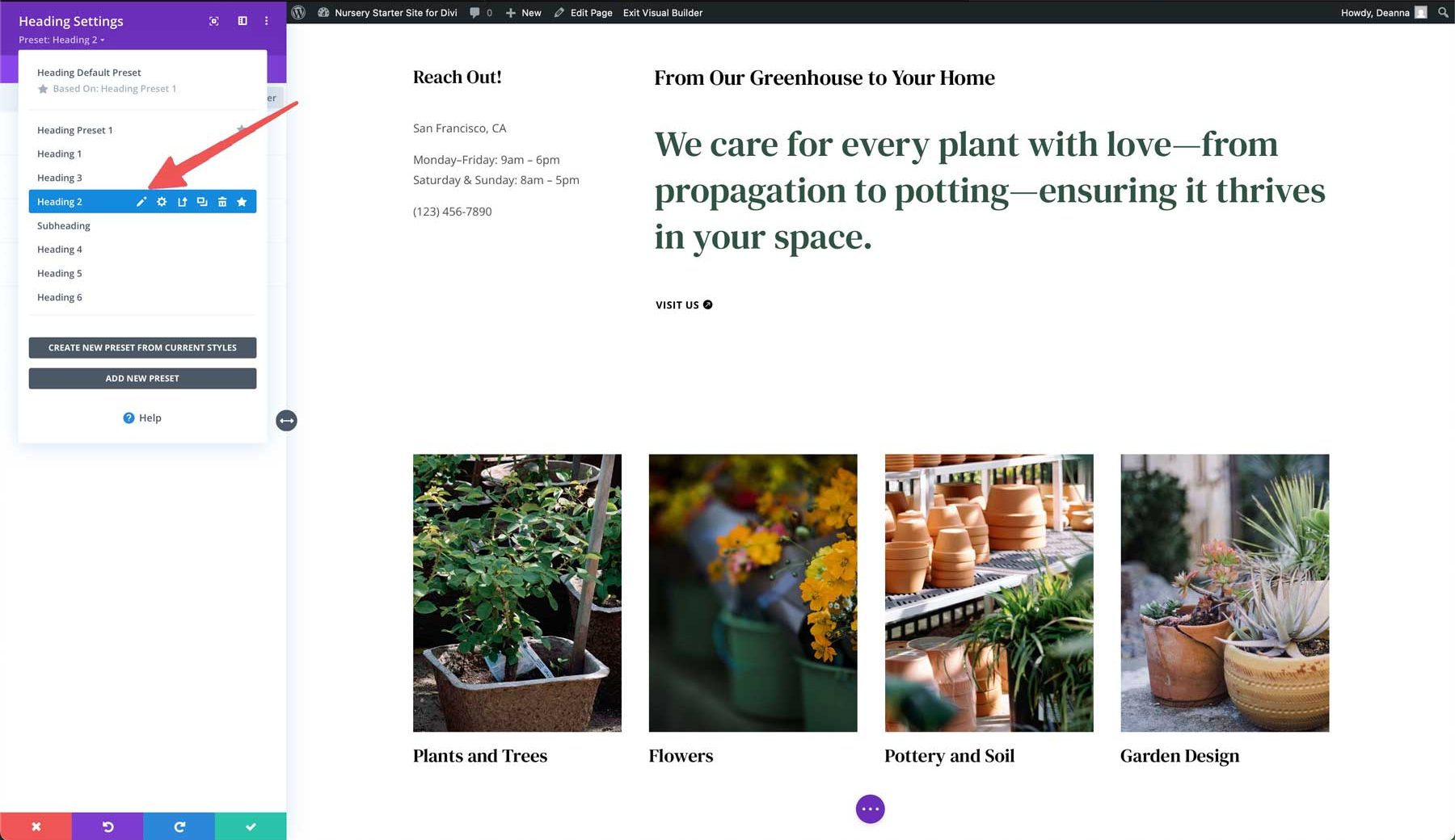Nursery starter site for Divi