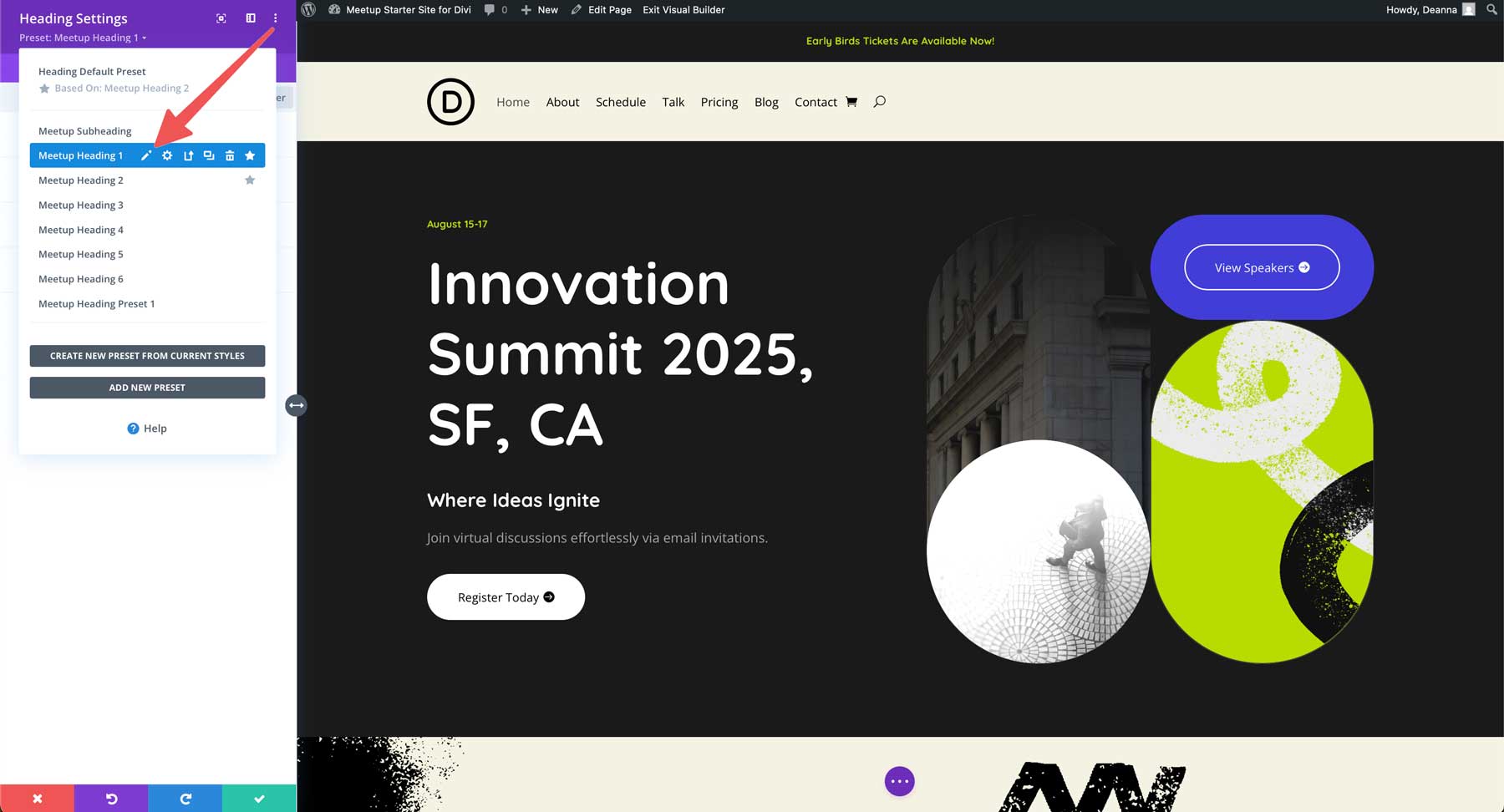 Meetup starter site for Divi