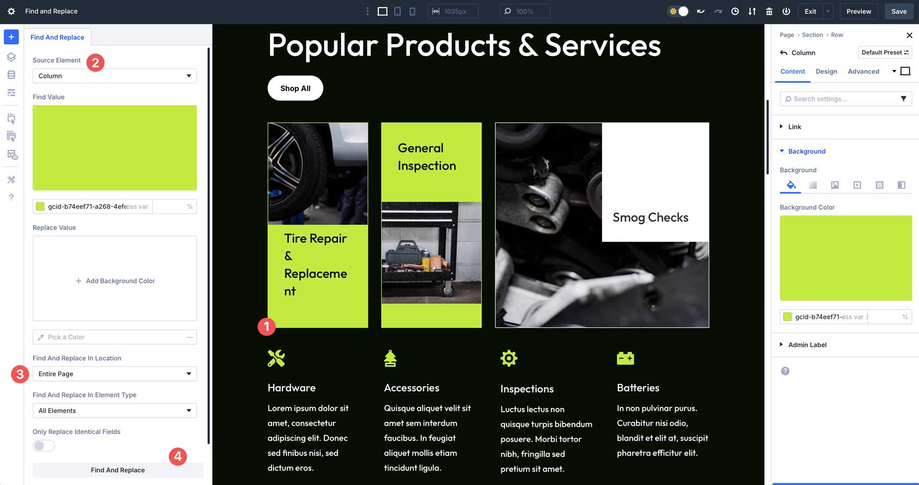 Find and Replace in Divi 5