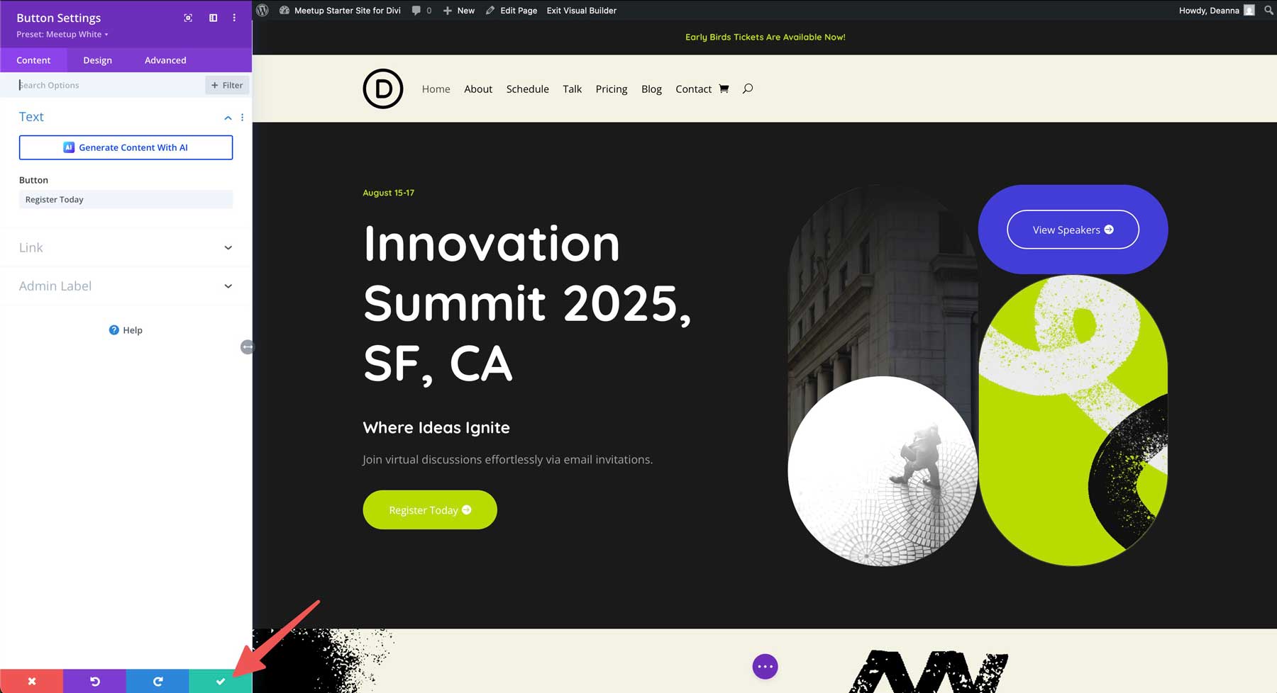 Meetup starter site for Divi