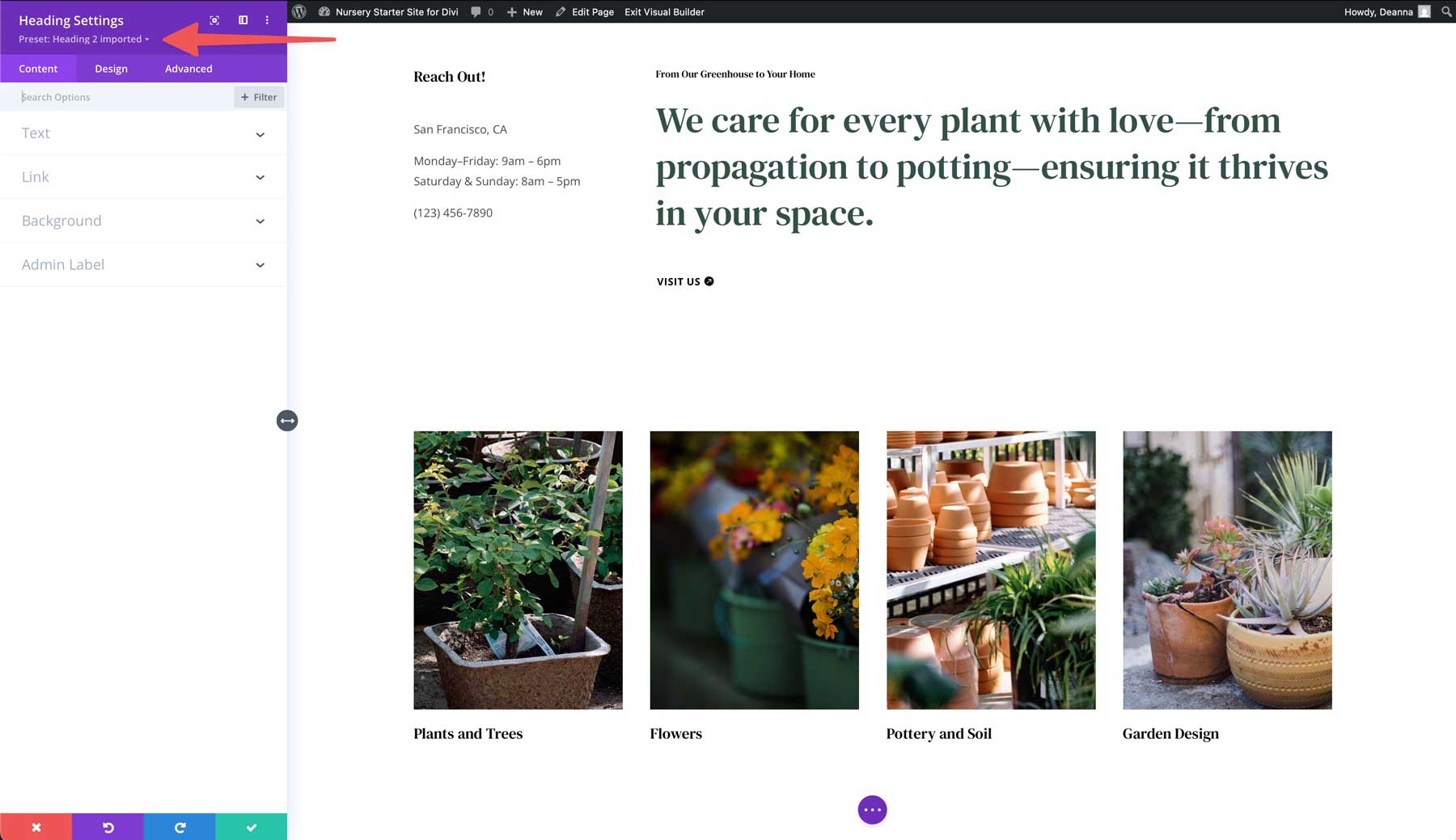 Nursery starter site for Divi