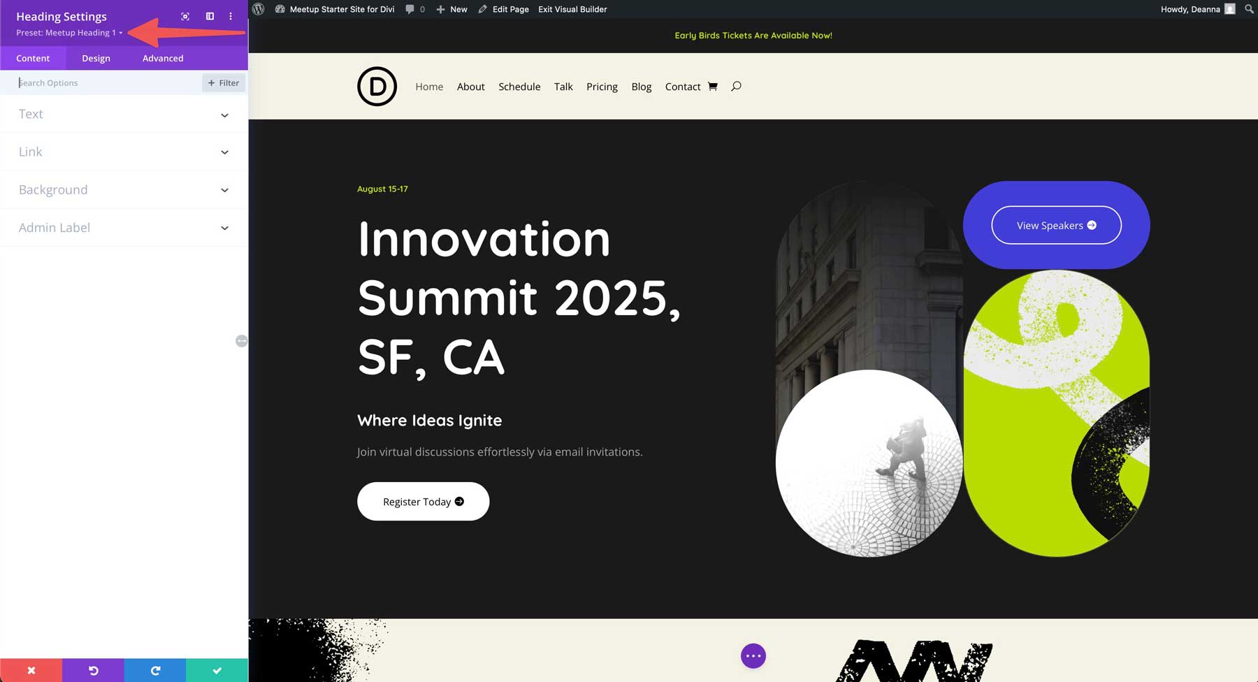 Meetup starter site for Divi