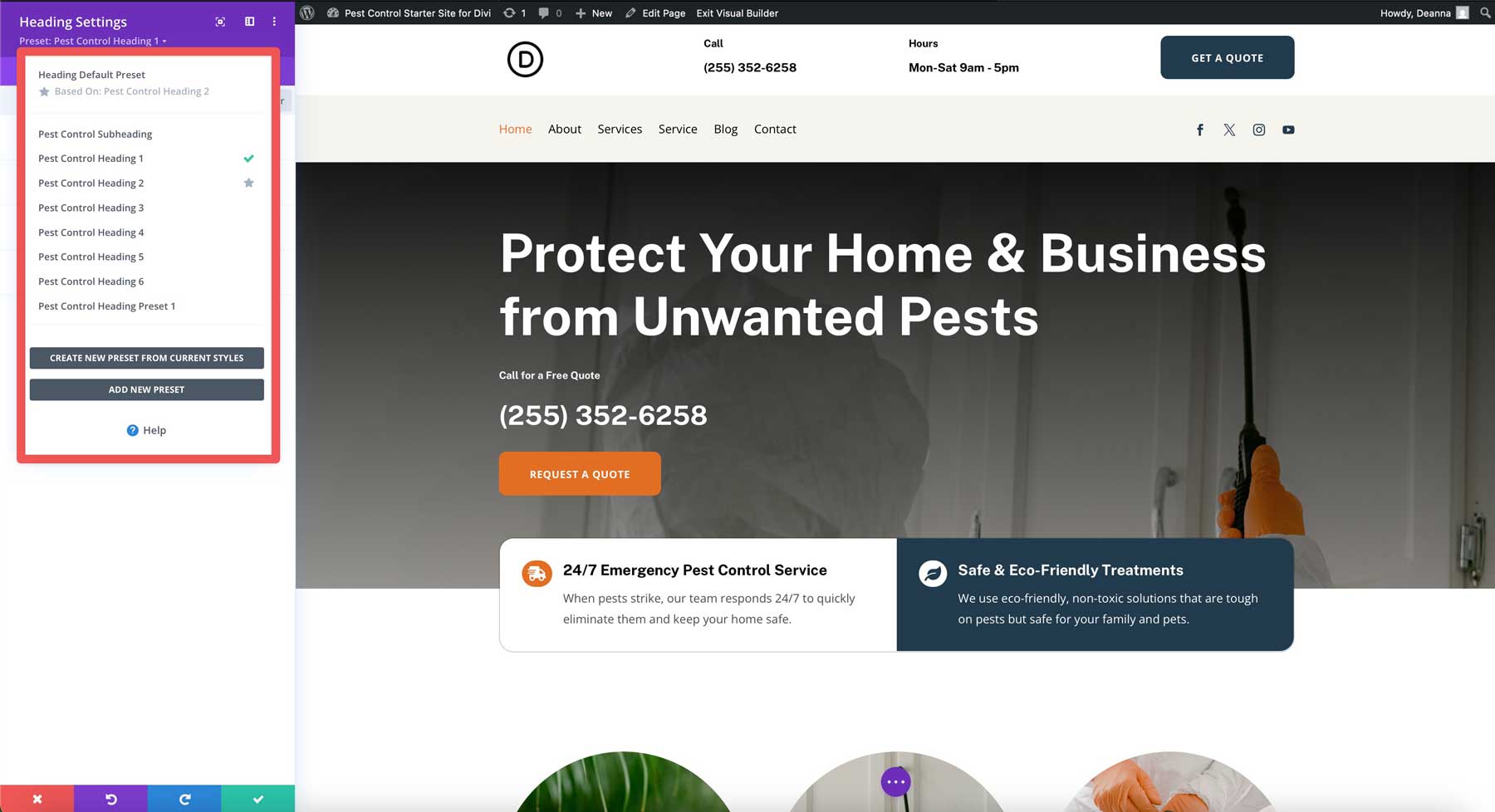 Pest Control starter site for Divi
