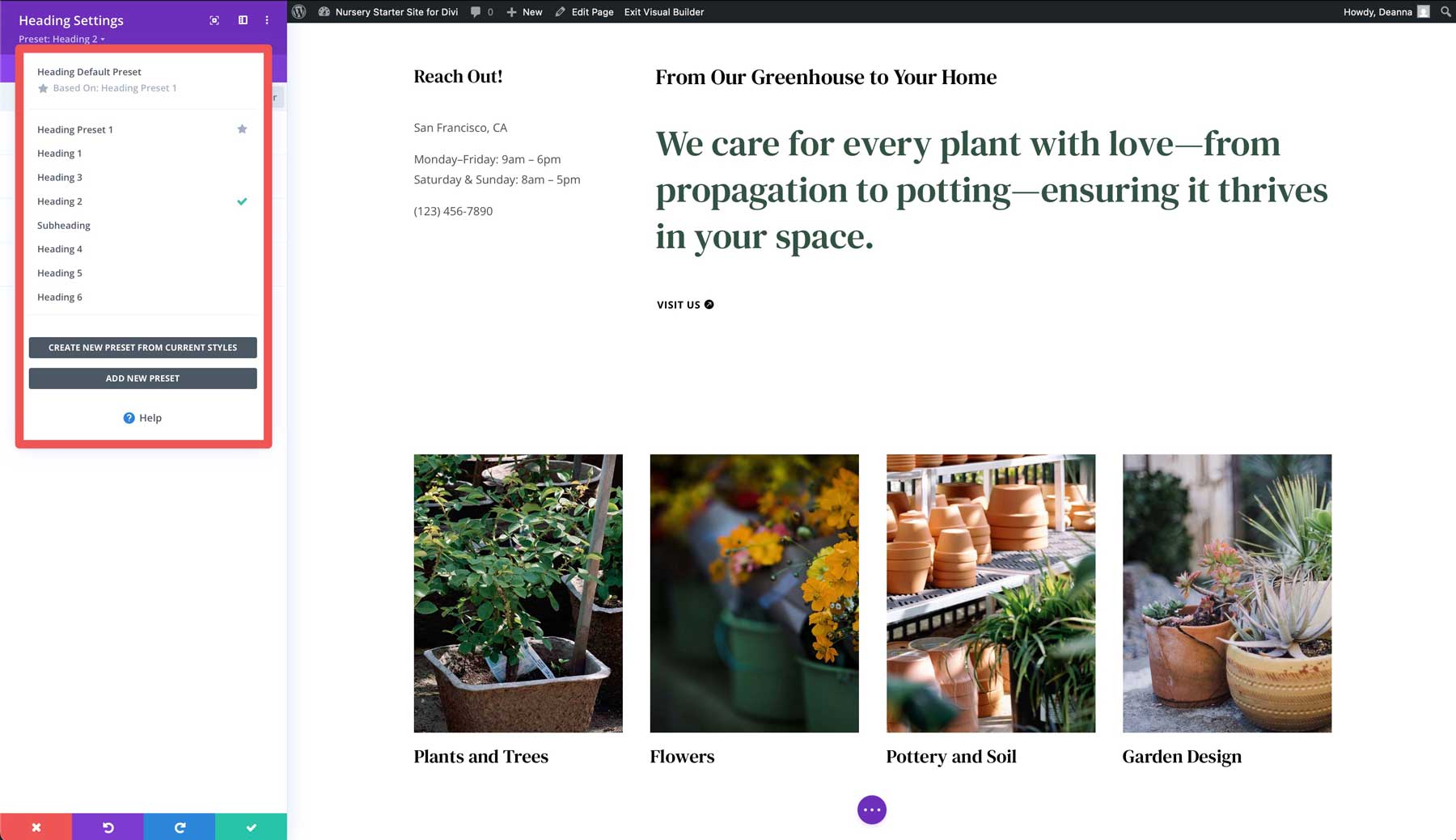 Nursery starter site for Divi