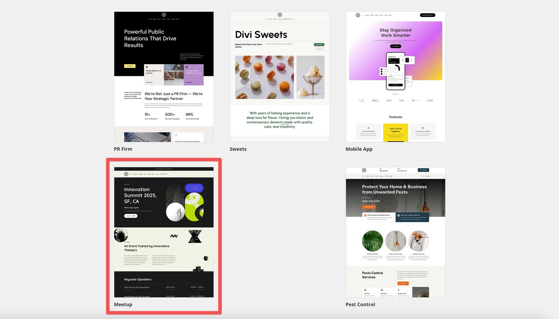 Meetup starter site for Divi