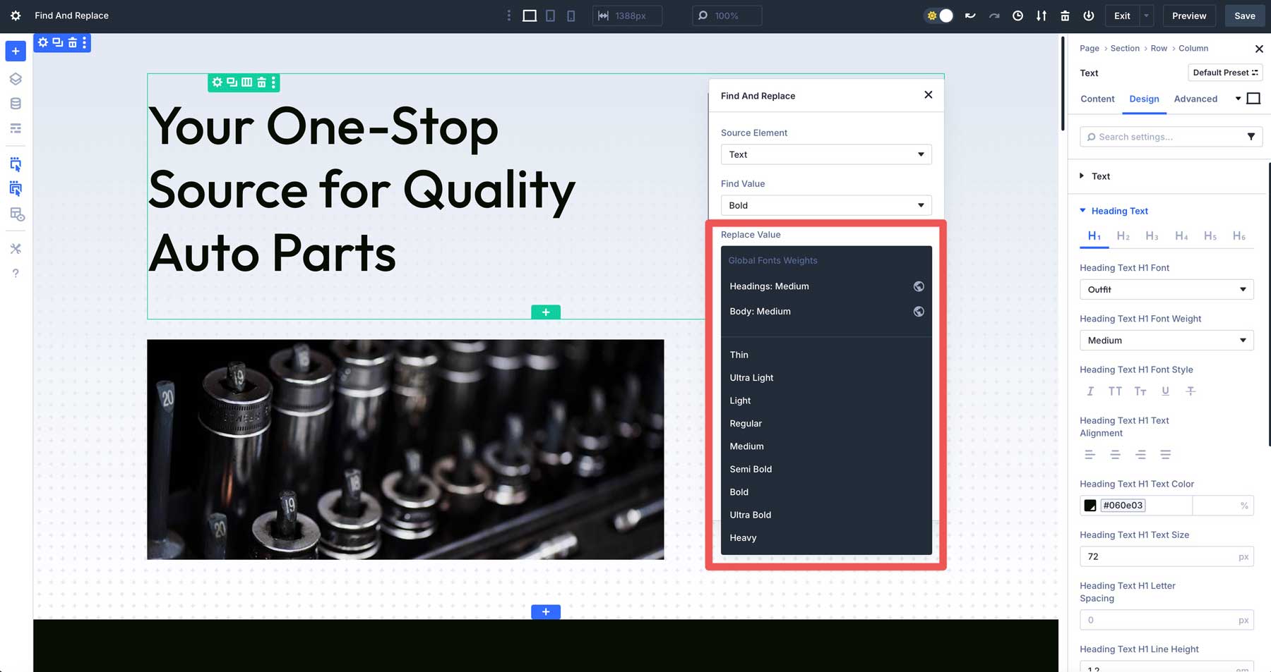 Find and Replace in Divi 5
