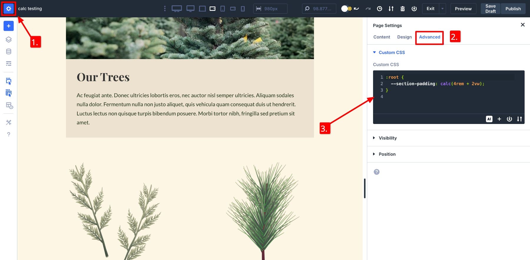 defined root values as a css variable