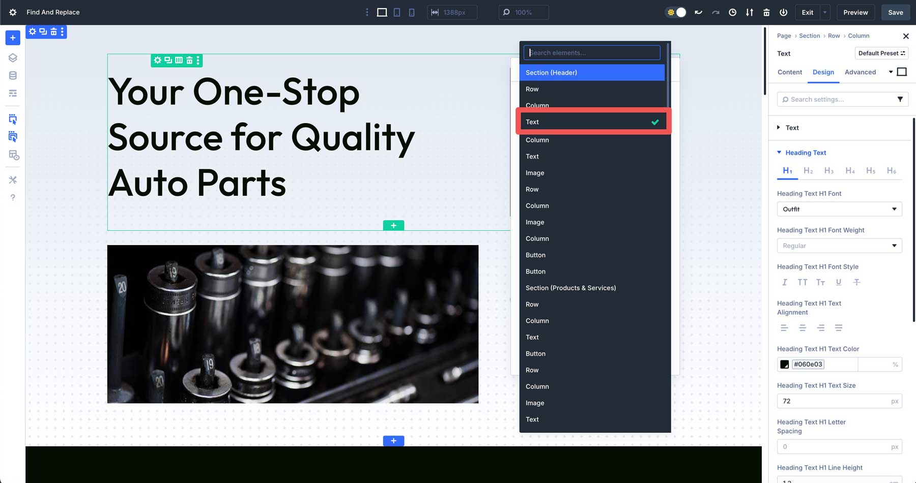 Find and Replace in Divi 5