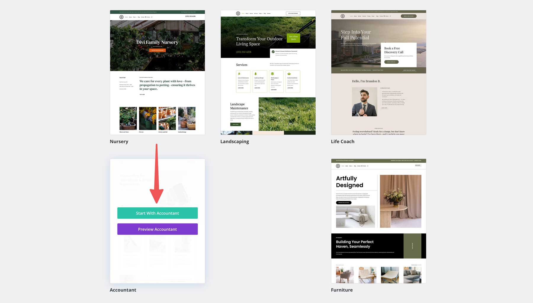 Accountant starter site for Divi