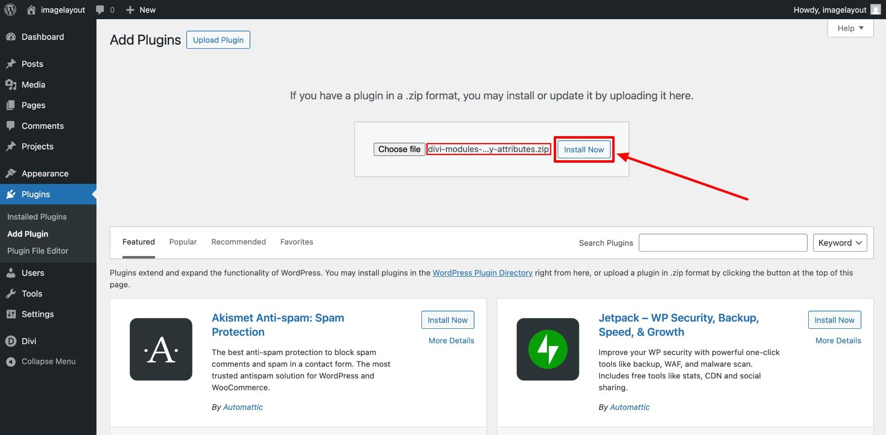 upload zip file to install accessibility attributes