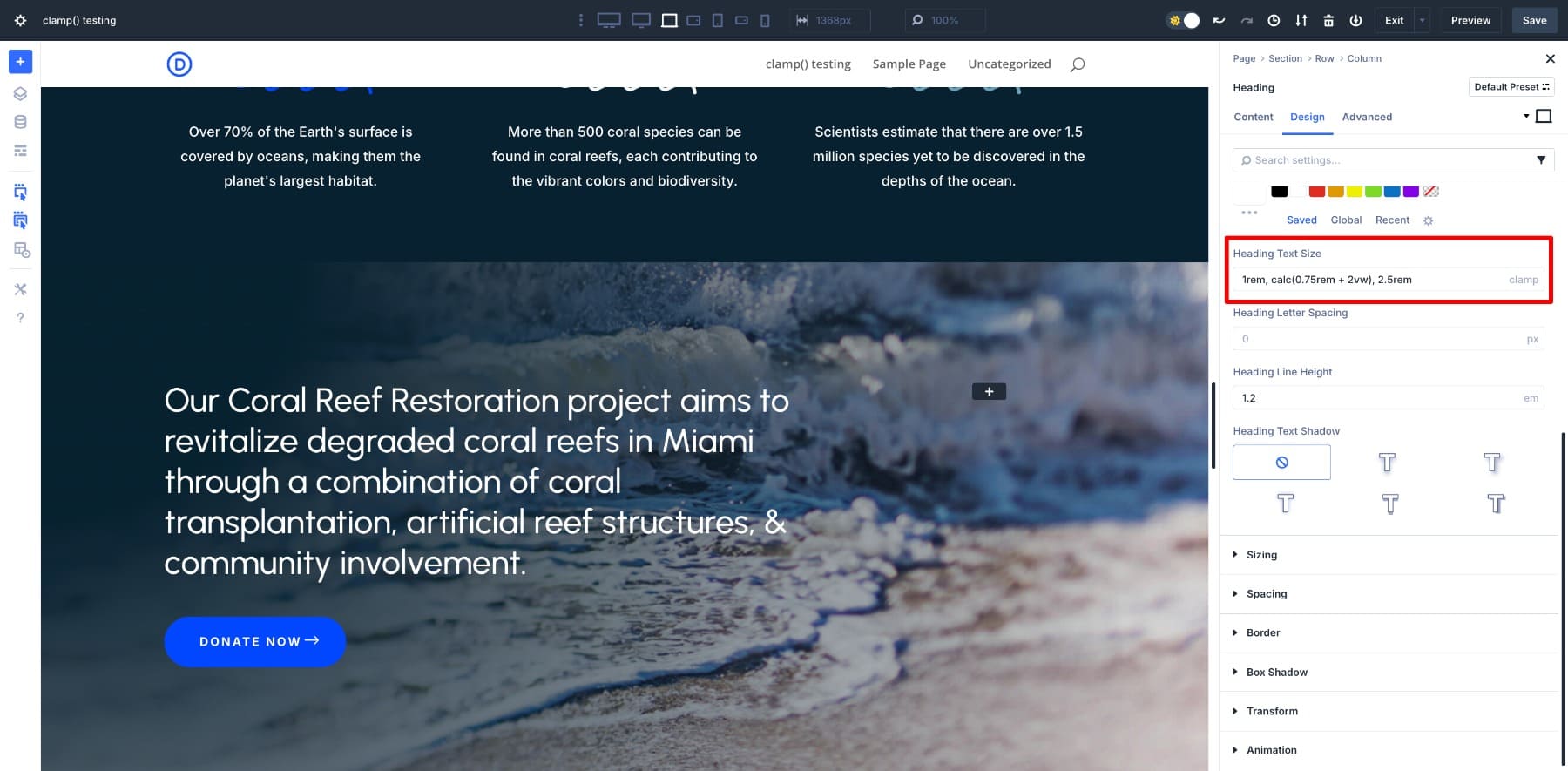 using calc with clamp