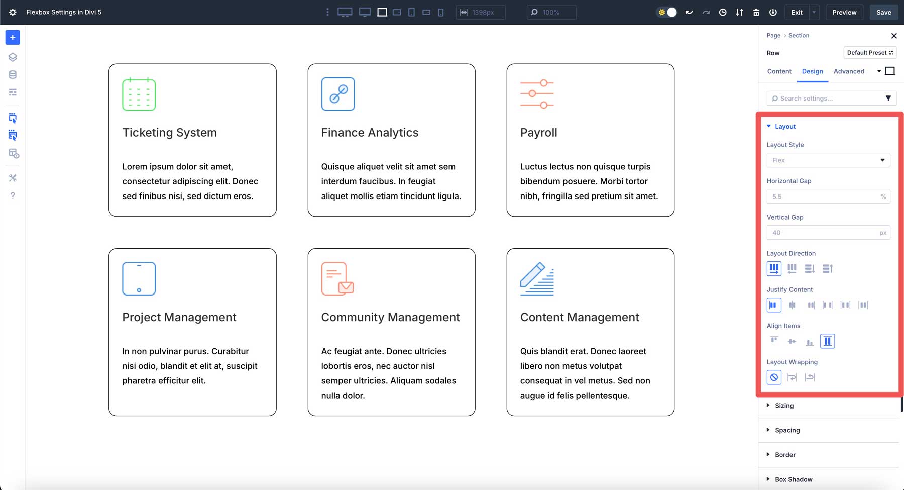 Flexbox Setting In Divi 5