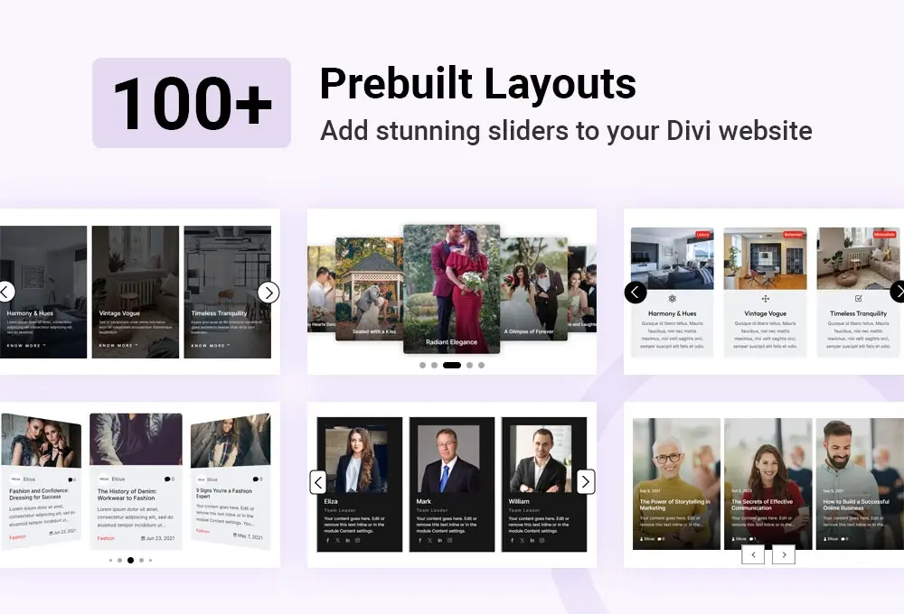 Prebuilt Layouts for All in One Carousel for Divi