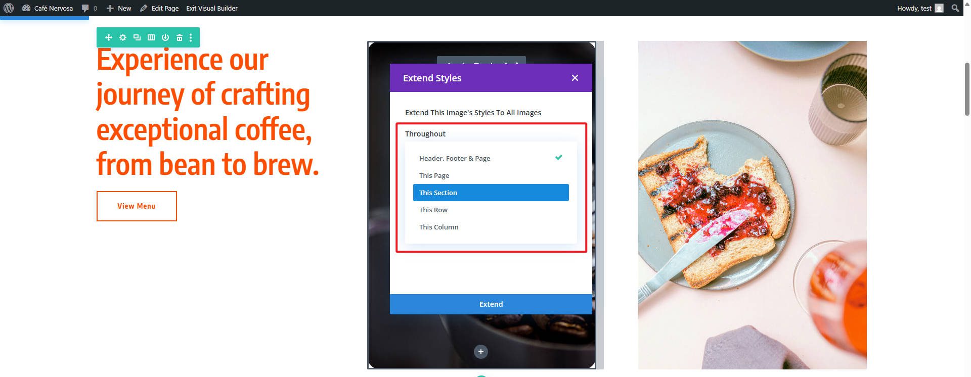 The only option in extend styles was the target