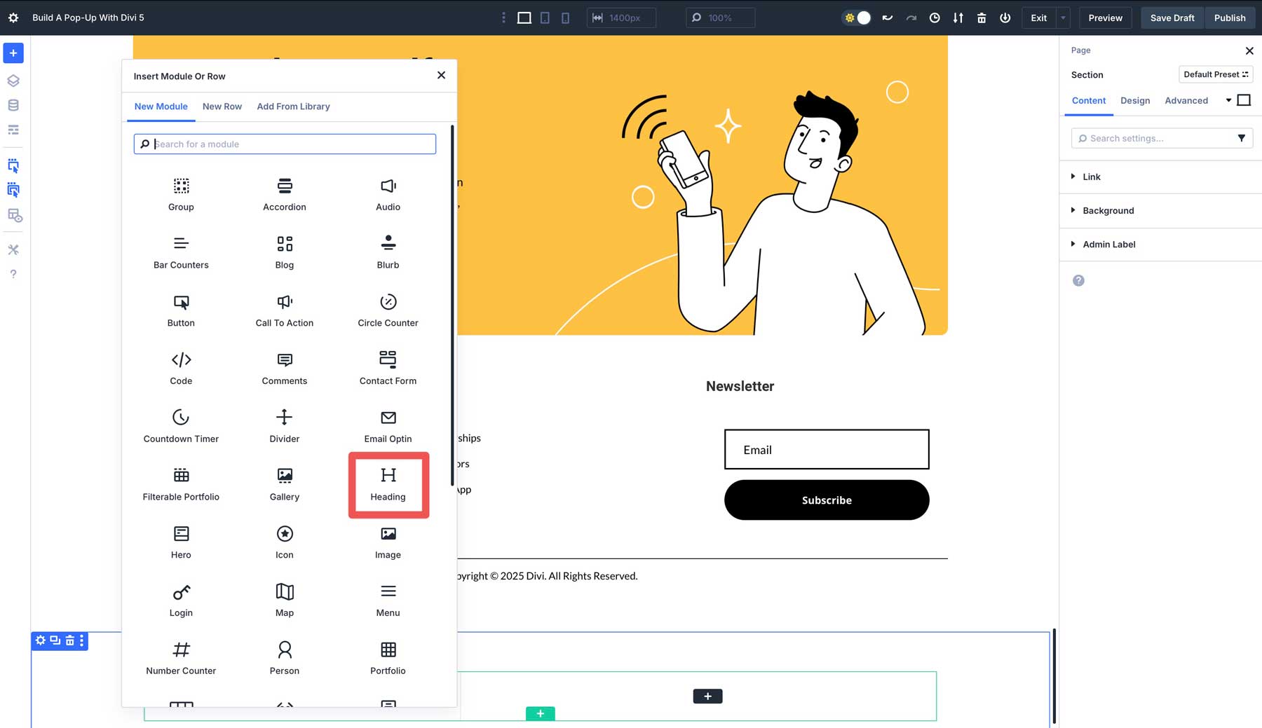 Build A Pop-Up With Divi 5