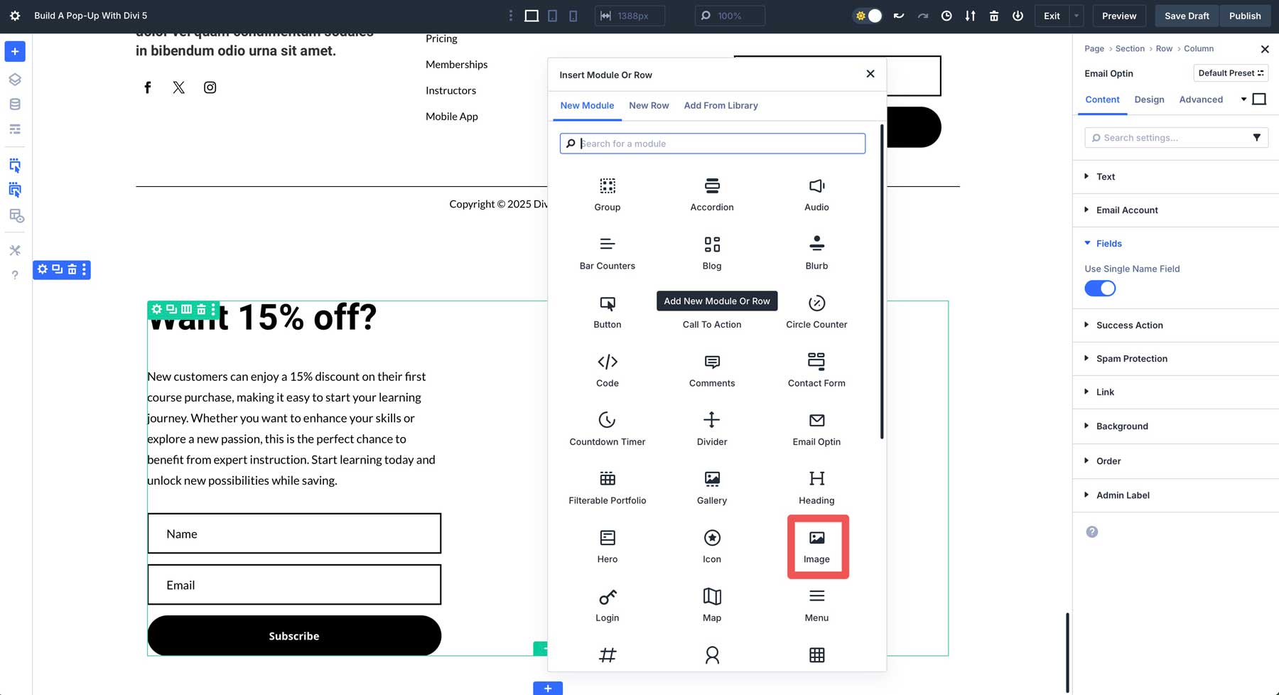 Build A Pop-Up With Divi 5