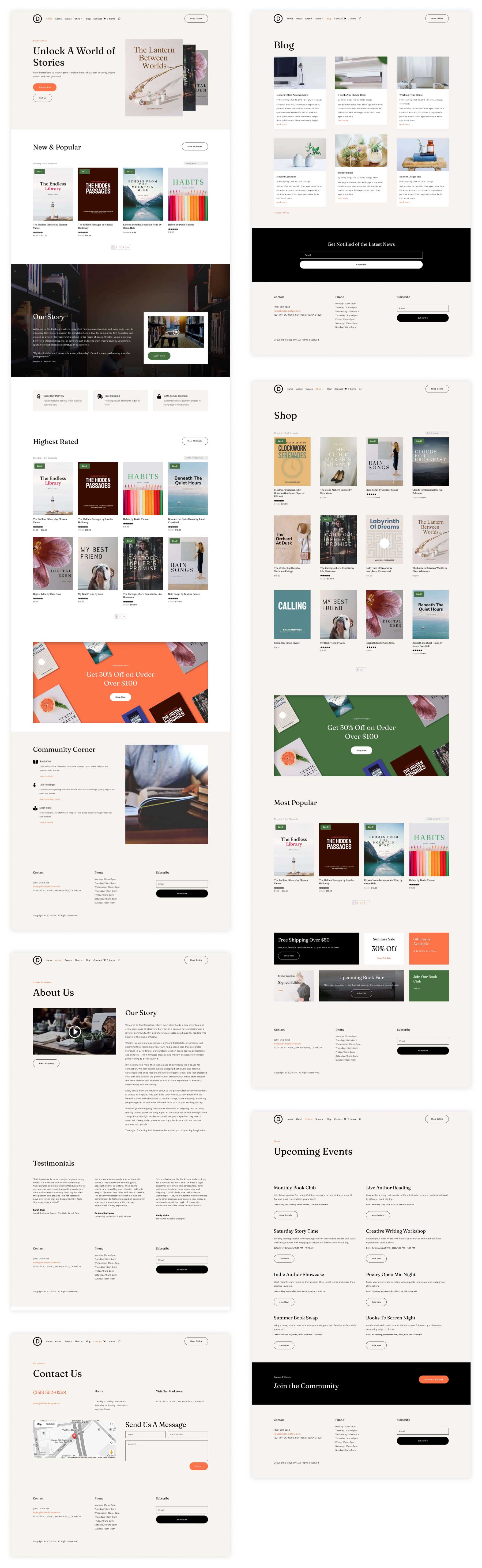 Bookstore starter site for Divi