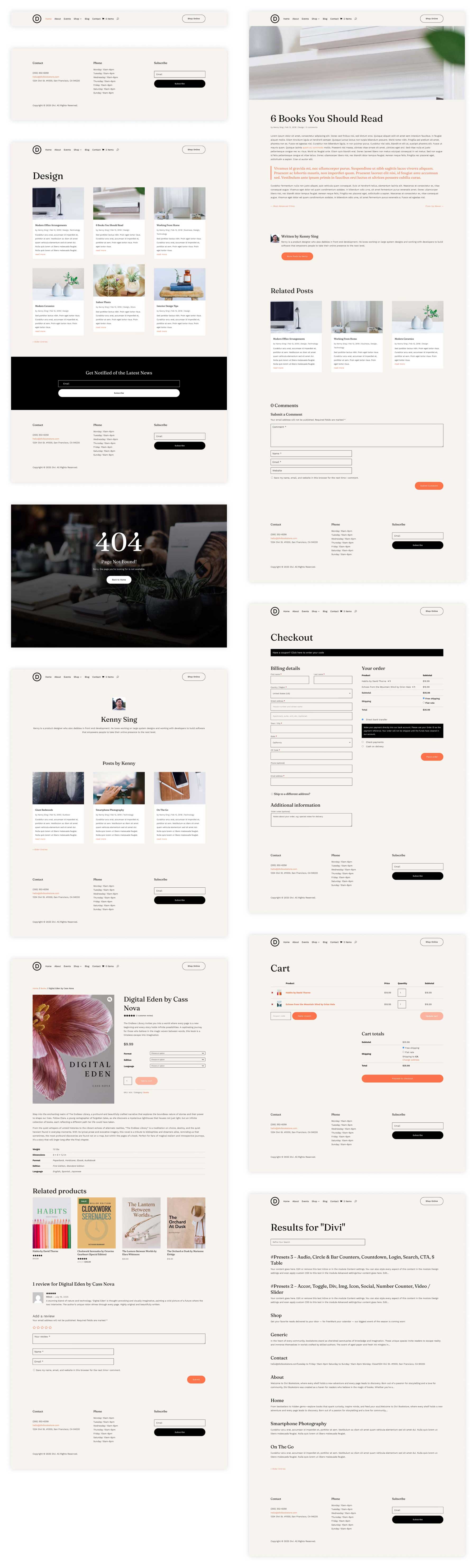 Bookstore starter site for Divi