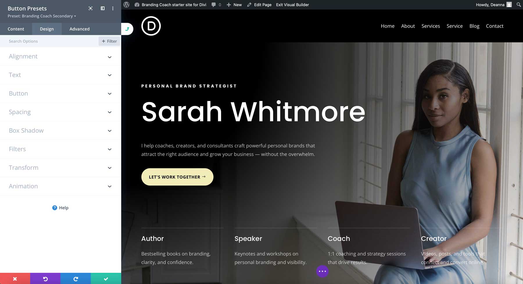 Branding Coach starter site for Divi