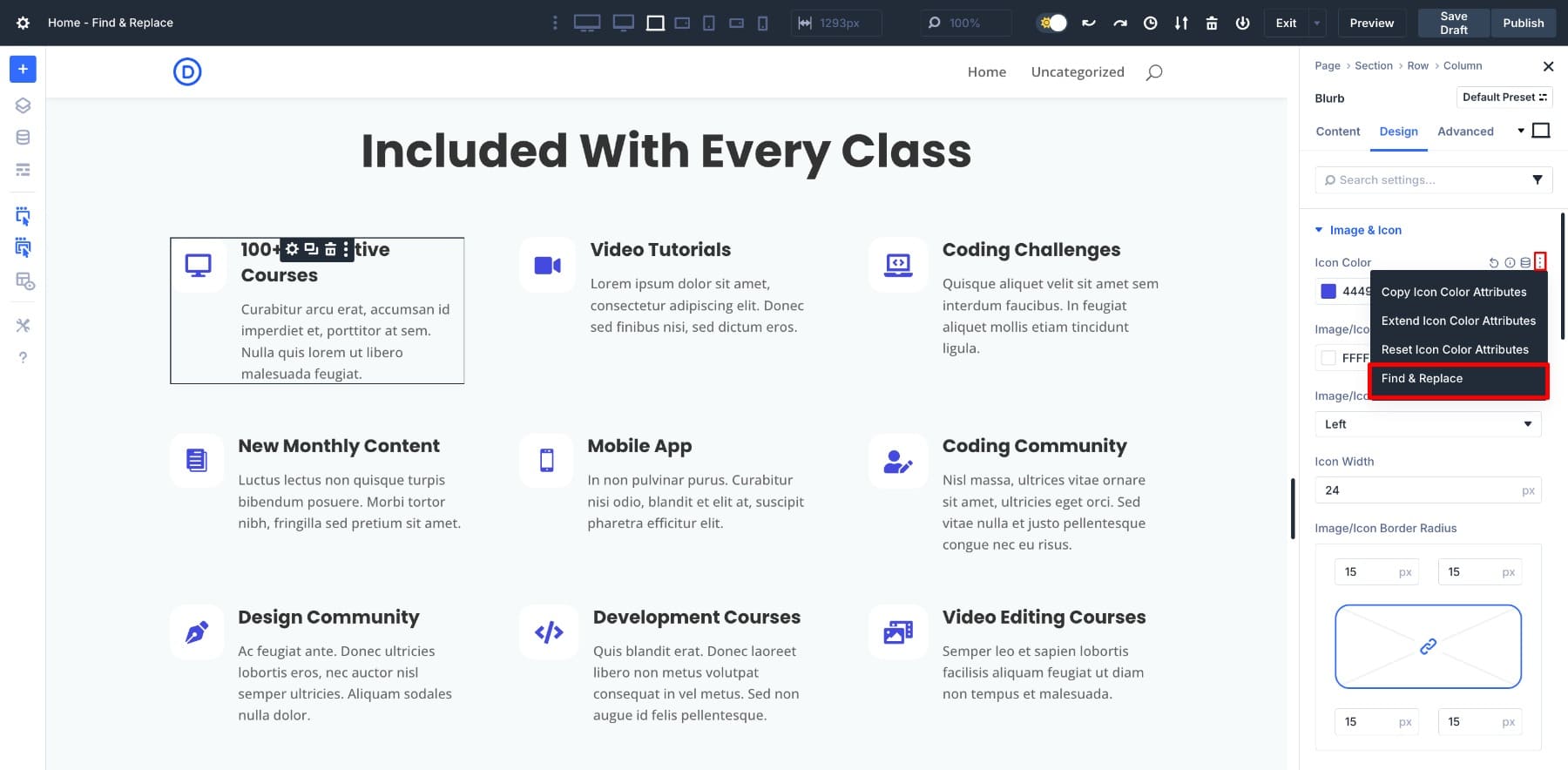 choose find and replace