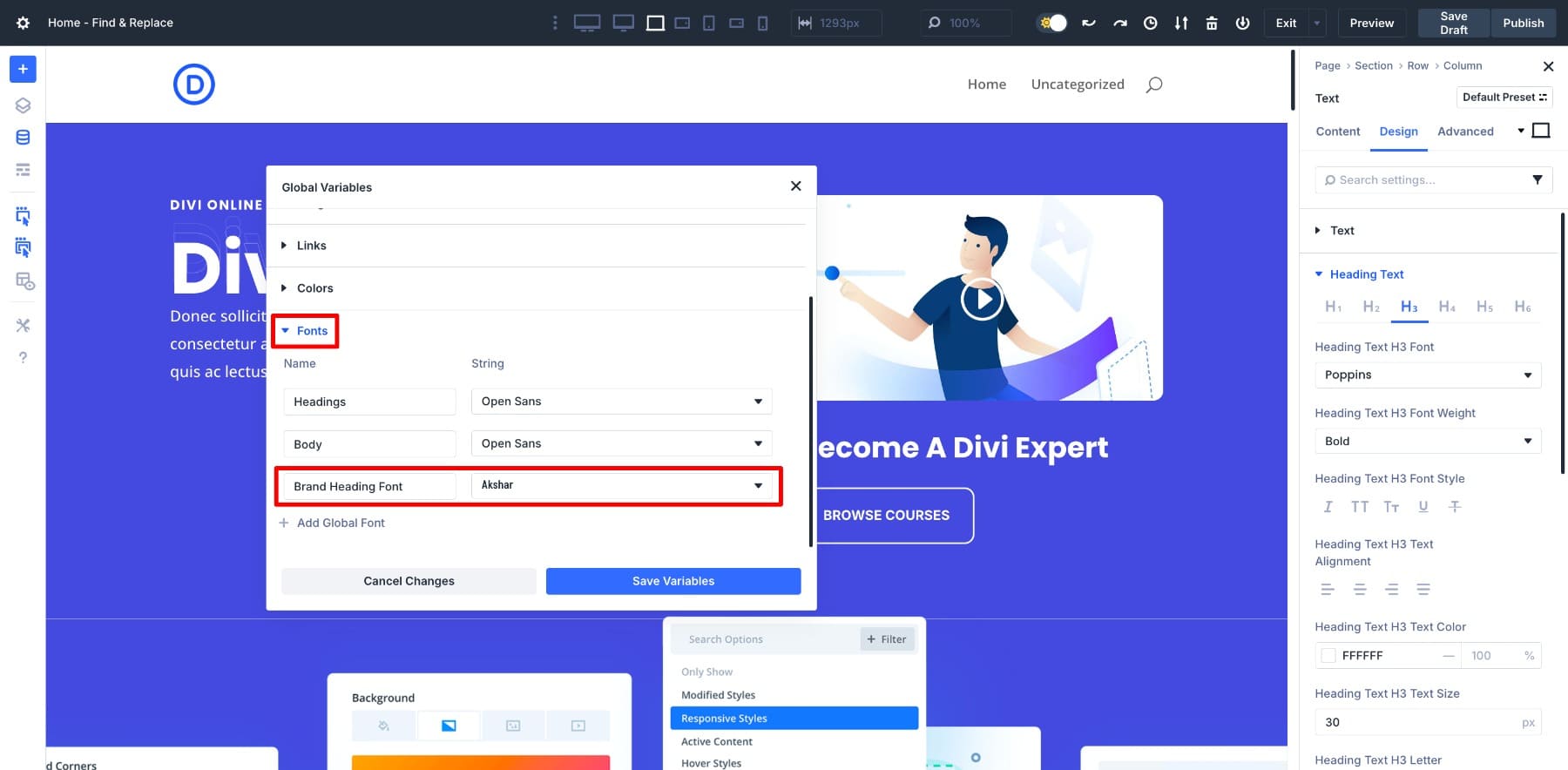 create a font variable