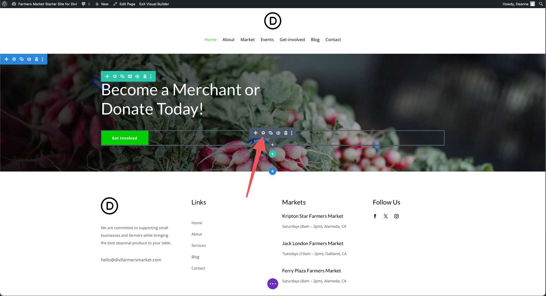 farmers market starter site for Divi
