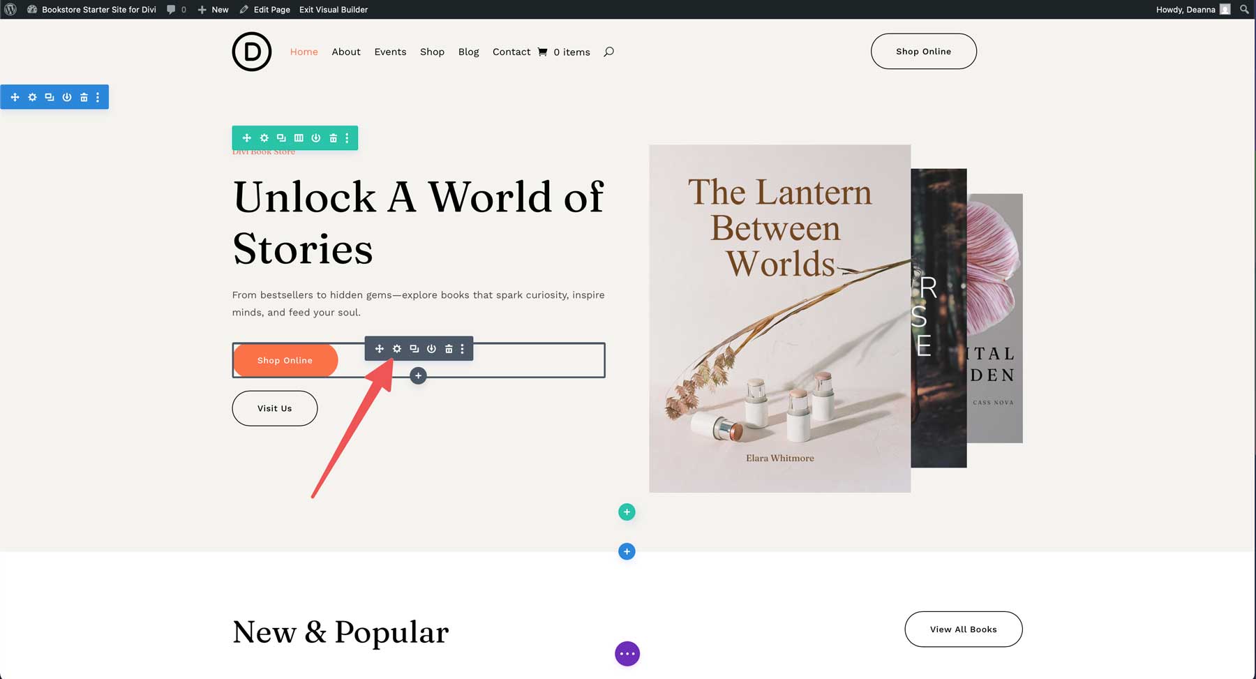 Bookstore starter site for Divi