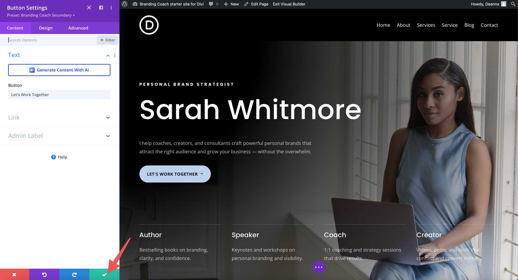 Branding Coach starter site for Divi