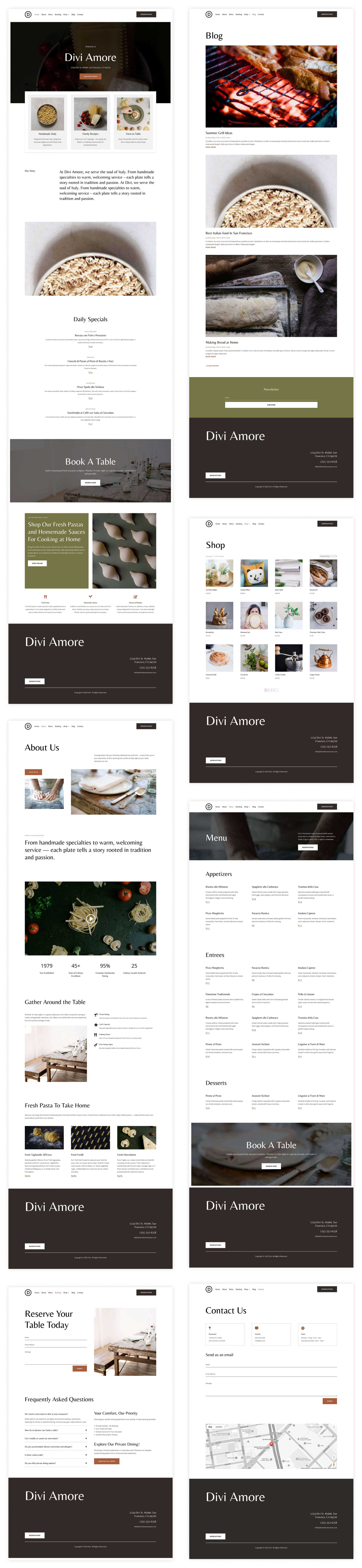Italian Restaurant starter site for Divi