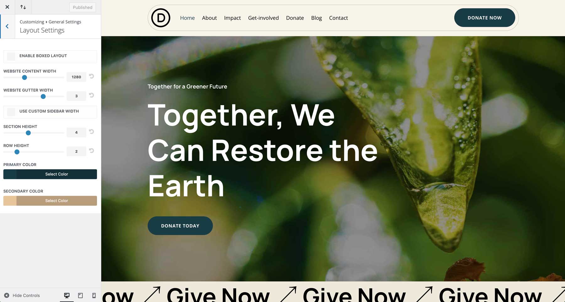 NGO starter site for Divi