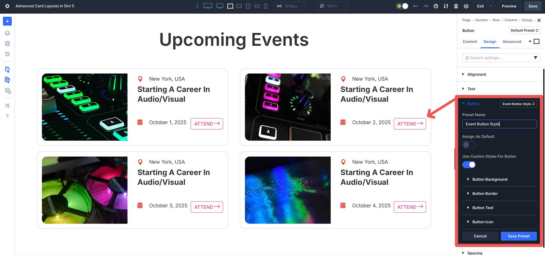 Preset-based design in Divi 5