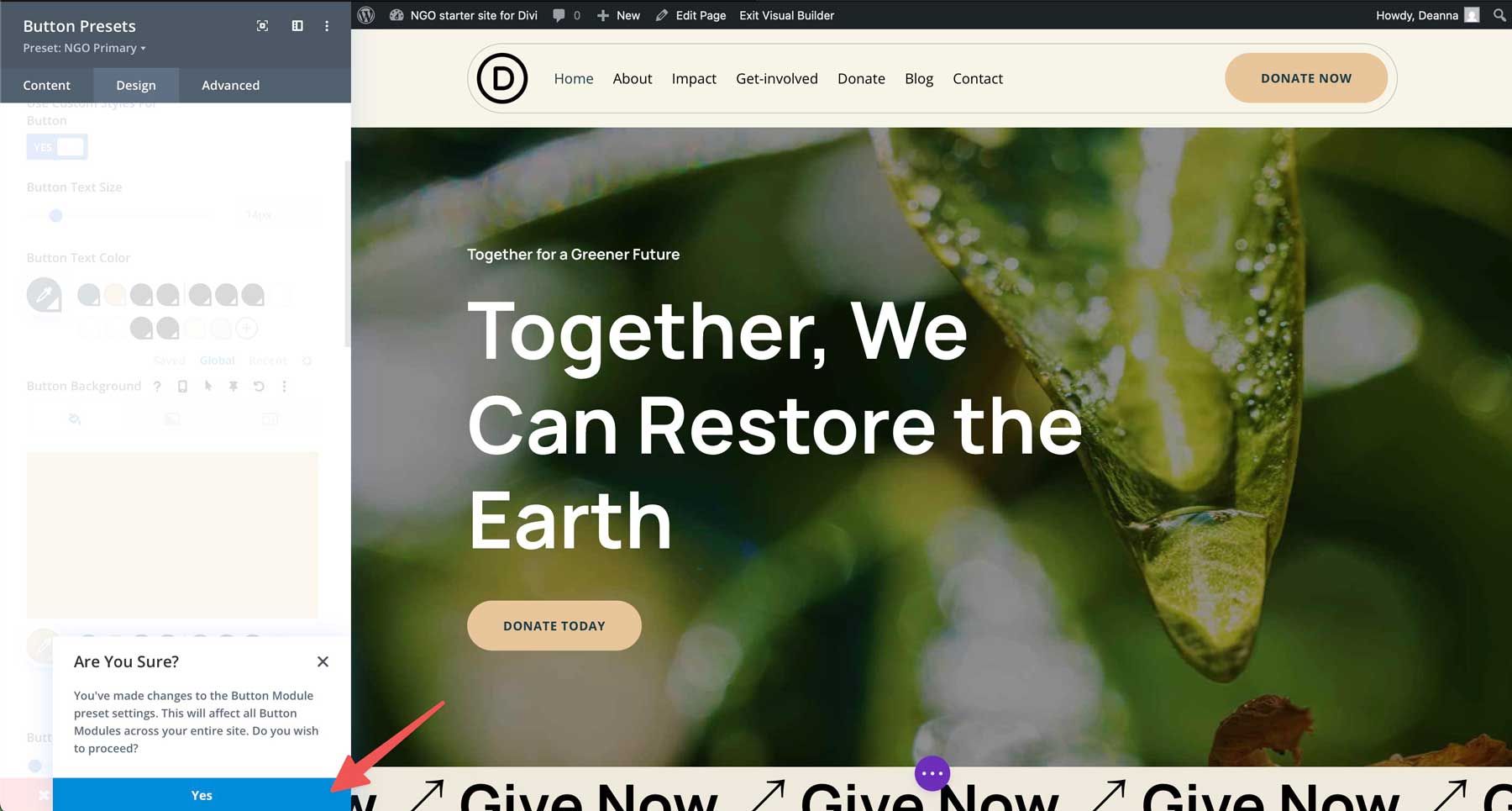 NGO starter site for Divi