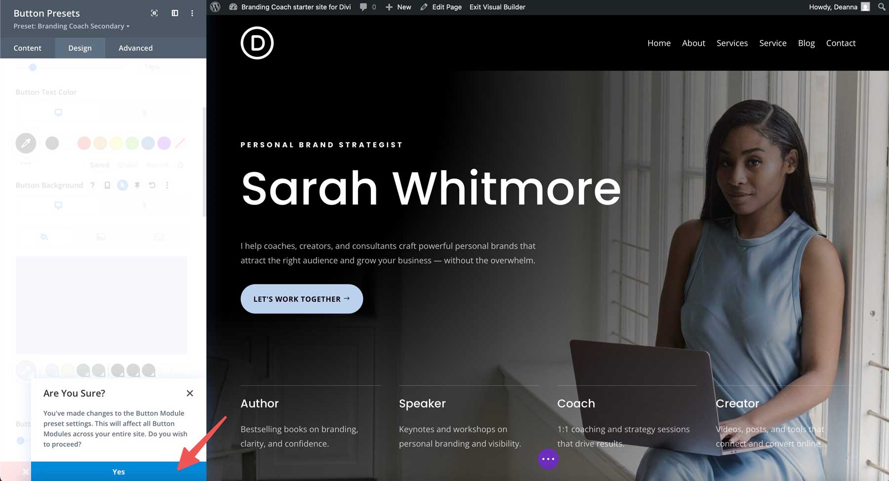 Branding Coach starter site for Divi