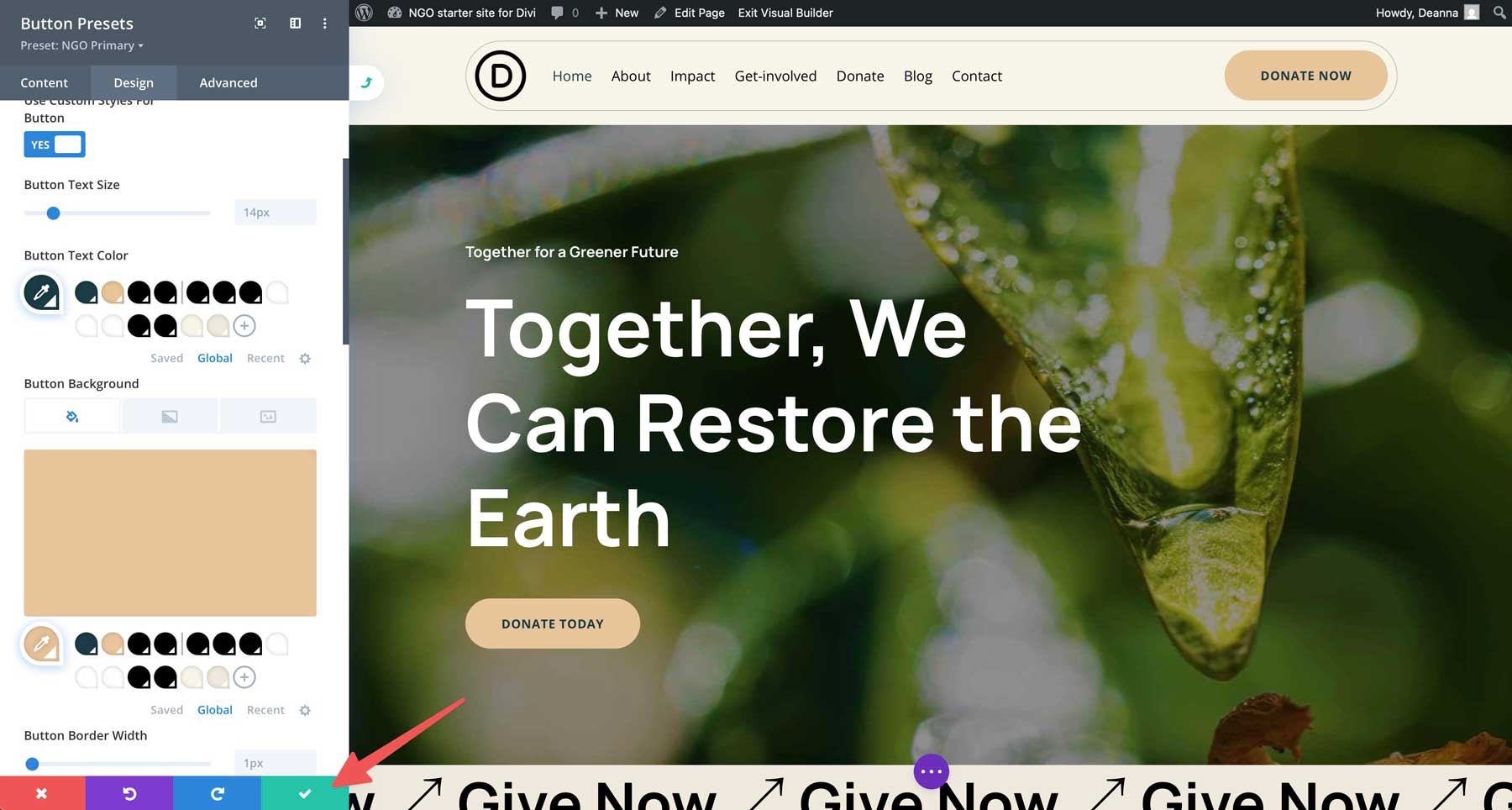 NGO starter site for Divi