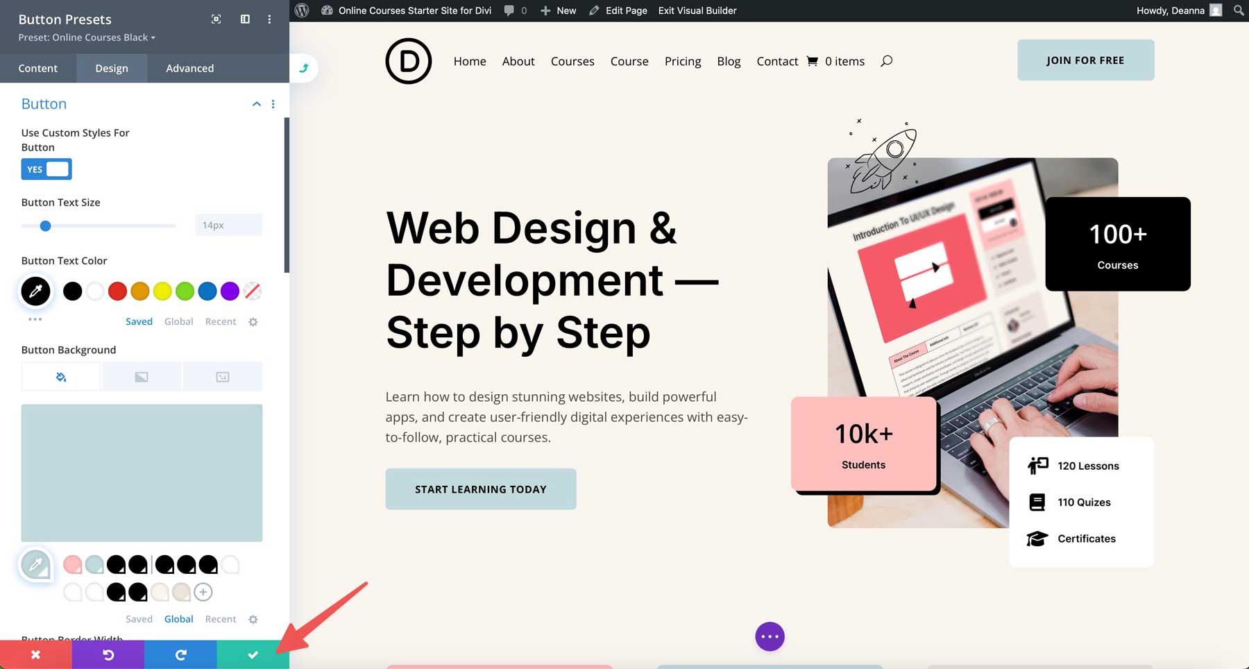 online courses starter site for Divi