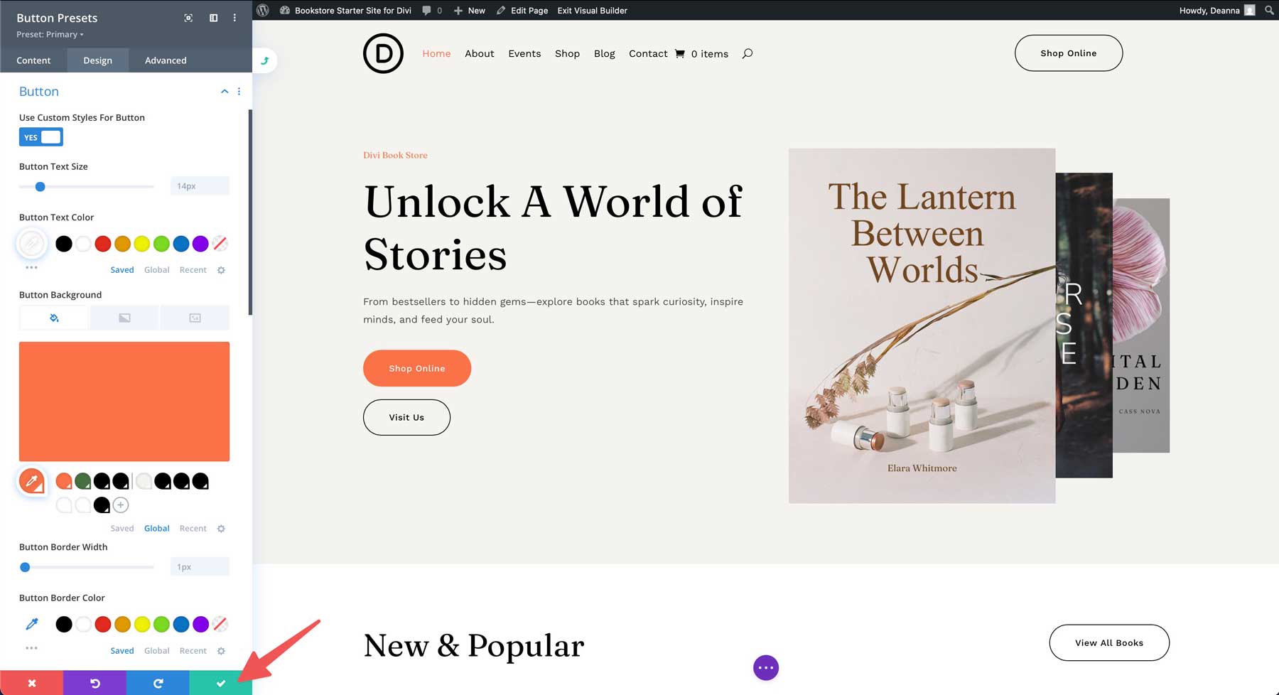 Bookstore starter site for Divi