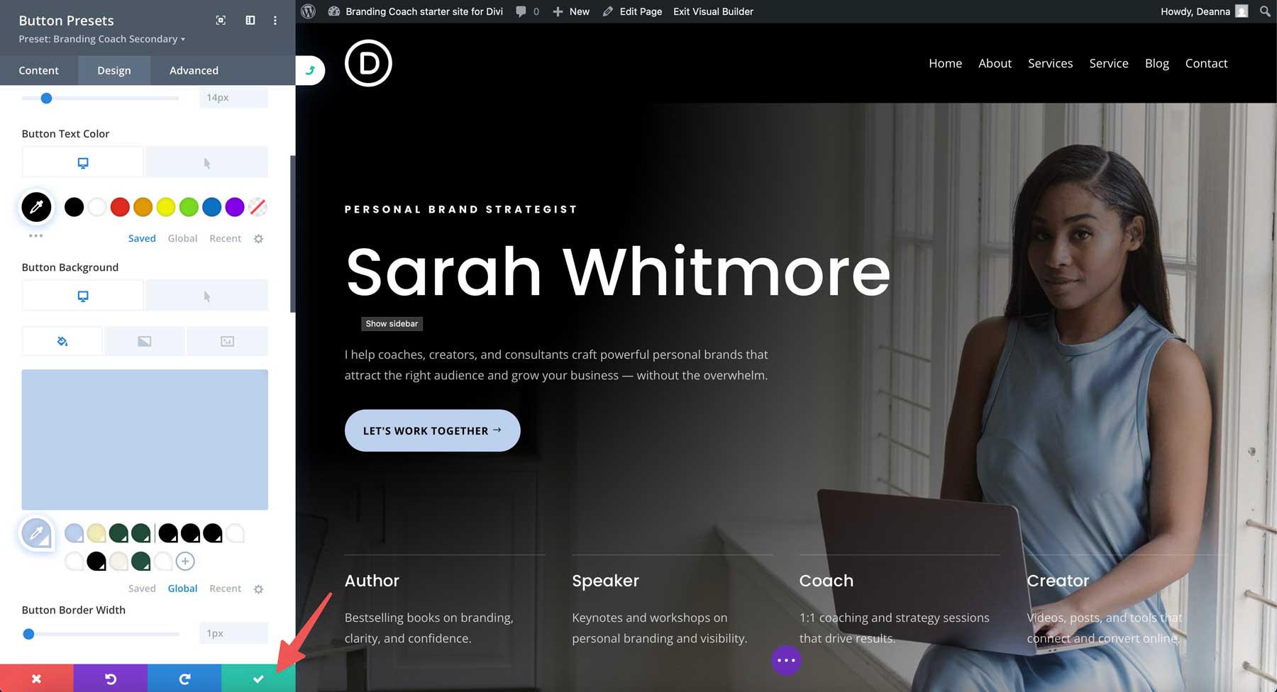 Branding Coach starter site for Divi