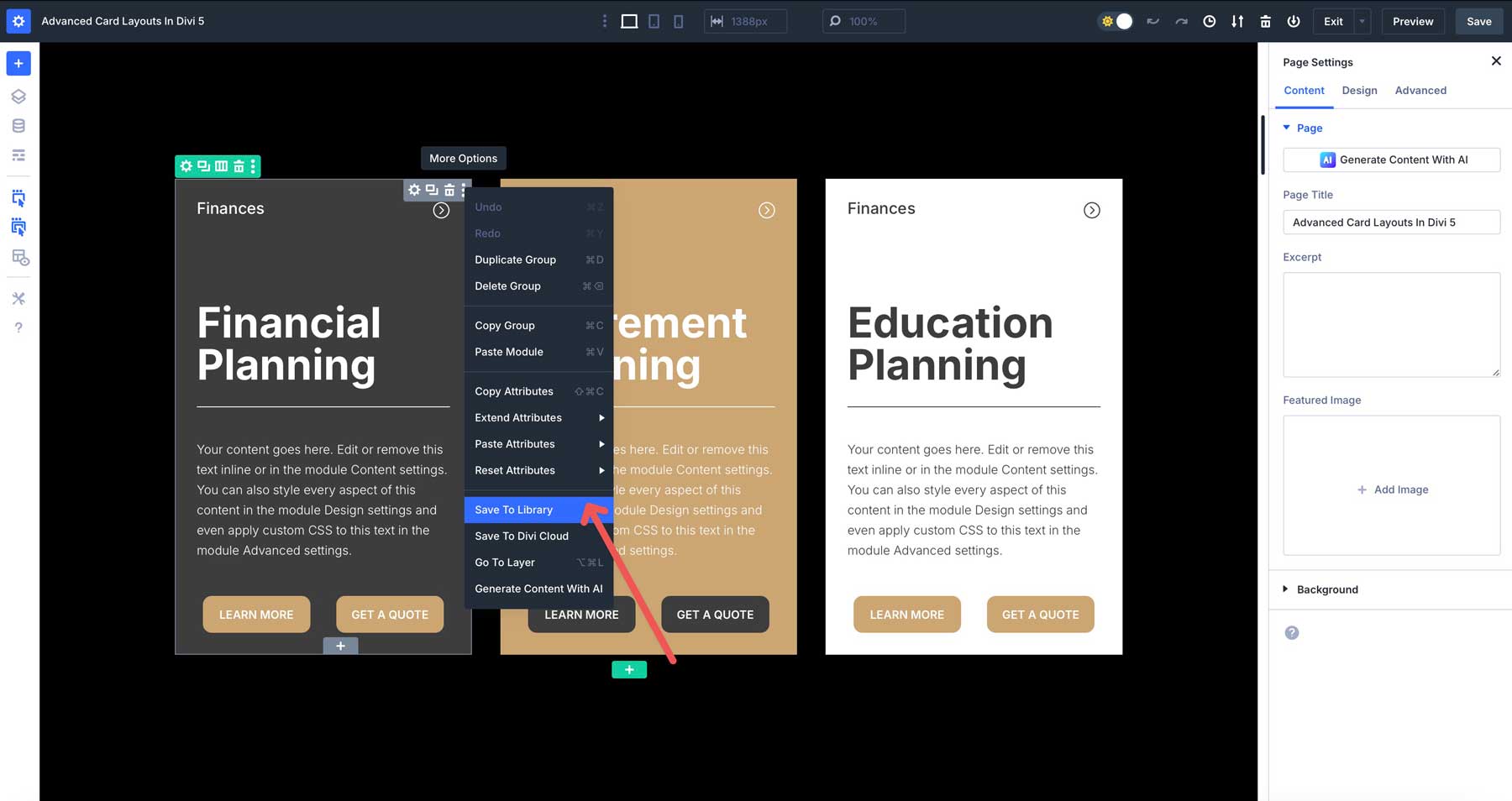 save Module Groups to Divi Library