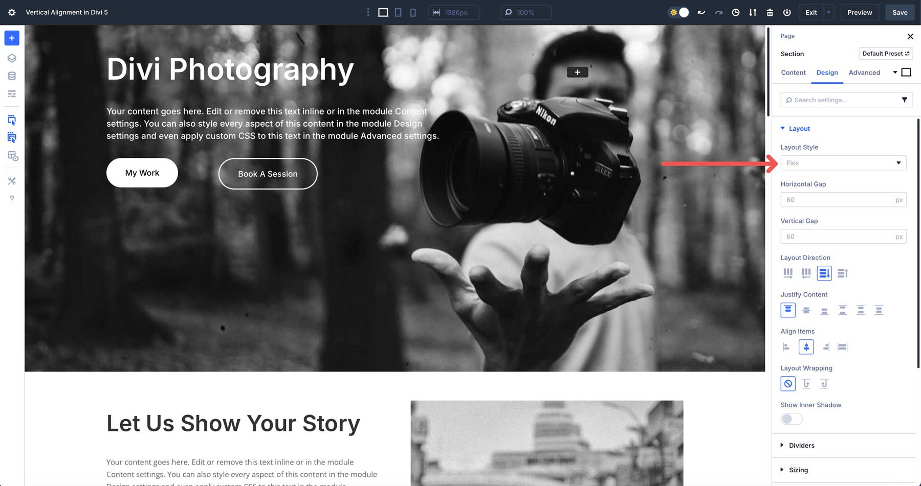 vertical alignment in Divi 5