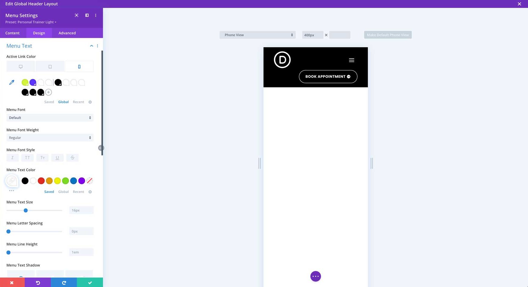 Personal Trainer starter site for Divi