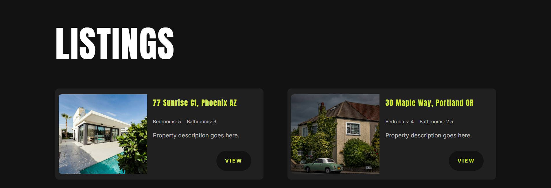 Front End of Real Estate Listing Card From Divi's Loop Builder