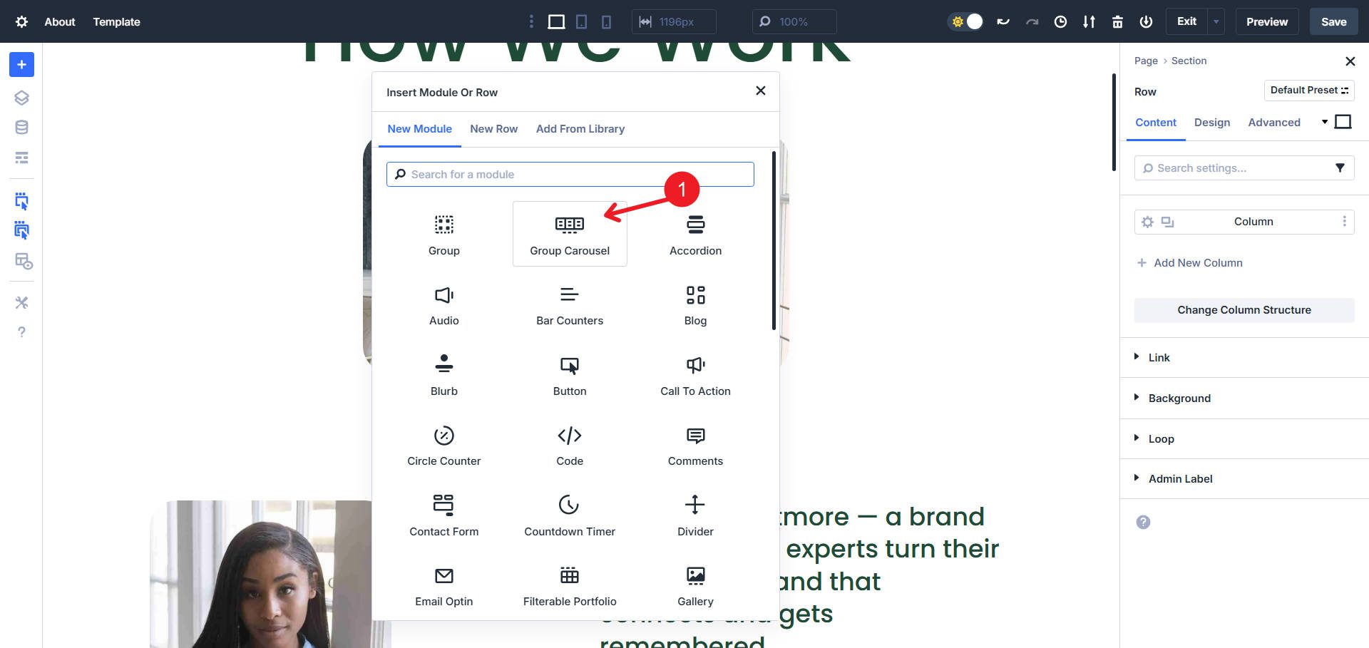 Module Picker with Carousel Module