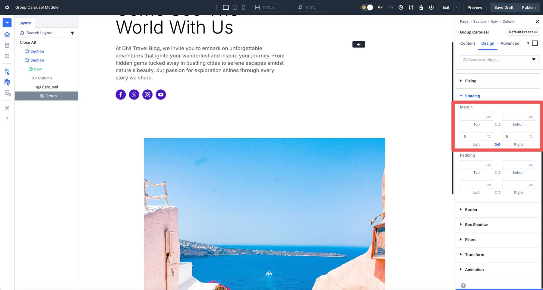 Group Carousel module in Divi 5